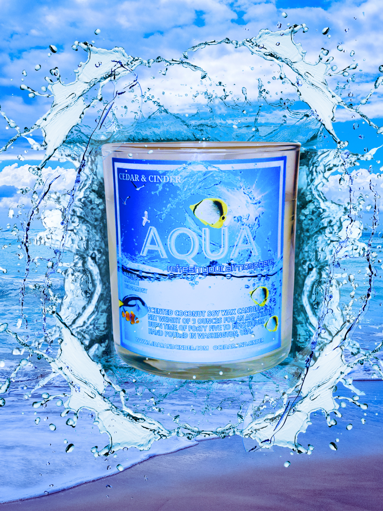 AQUA Candle form the Frutiger Aero Atmosphere collection at Cedar and Cinder