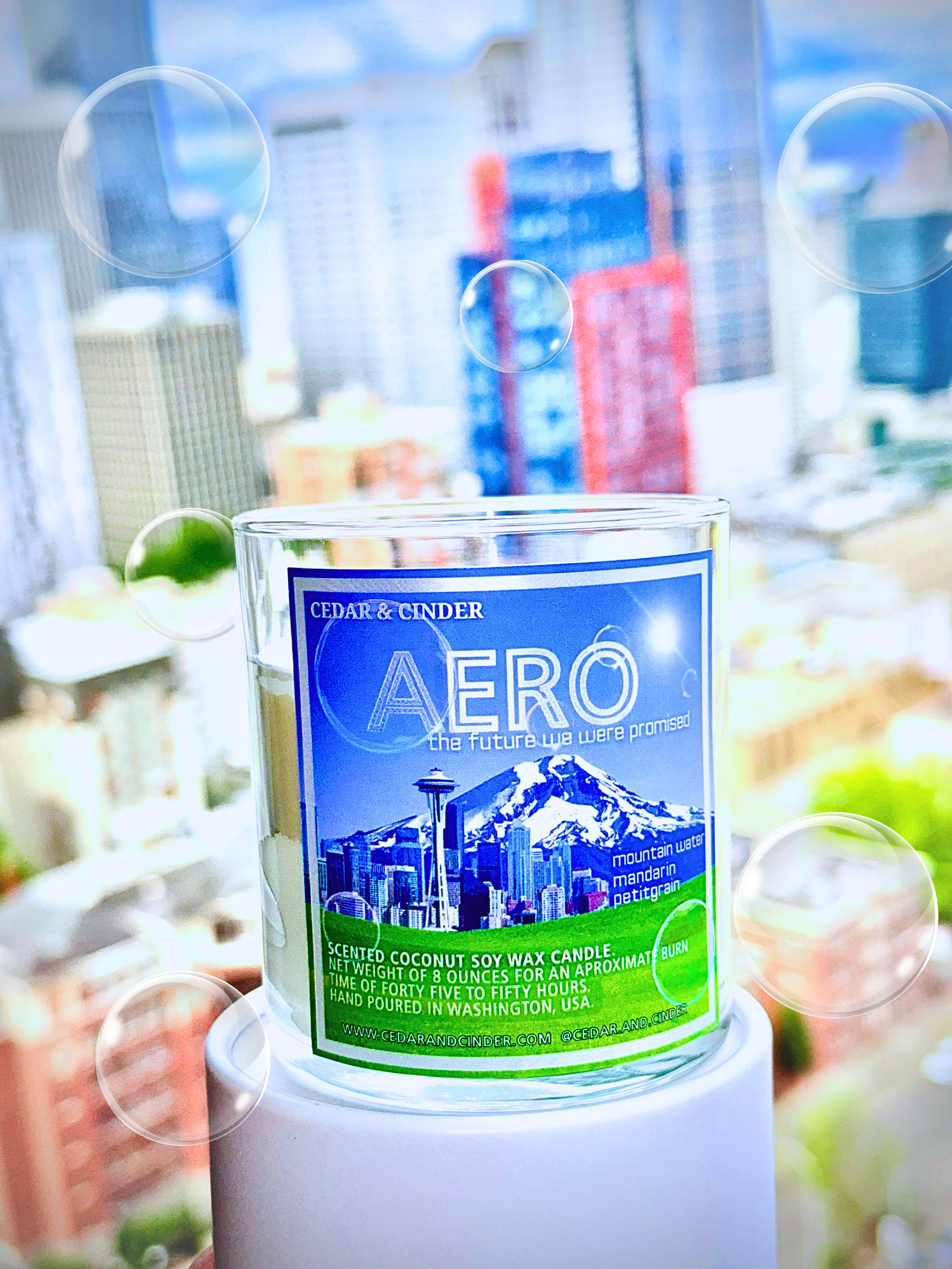 AERO Candle from Cedar and Cinder.  Frutiger AERO inspired.