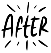 Stylized word 'AFTER' with lines radiating outward