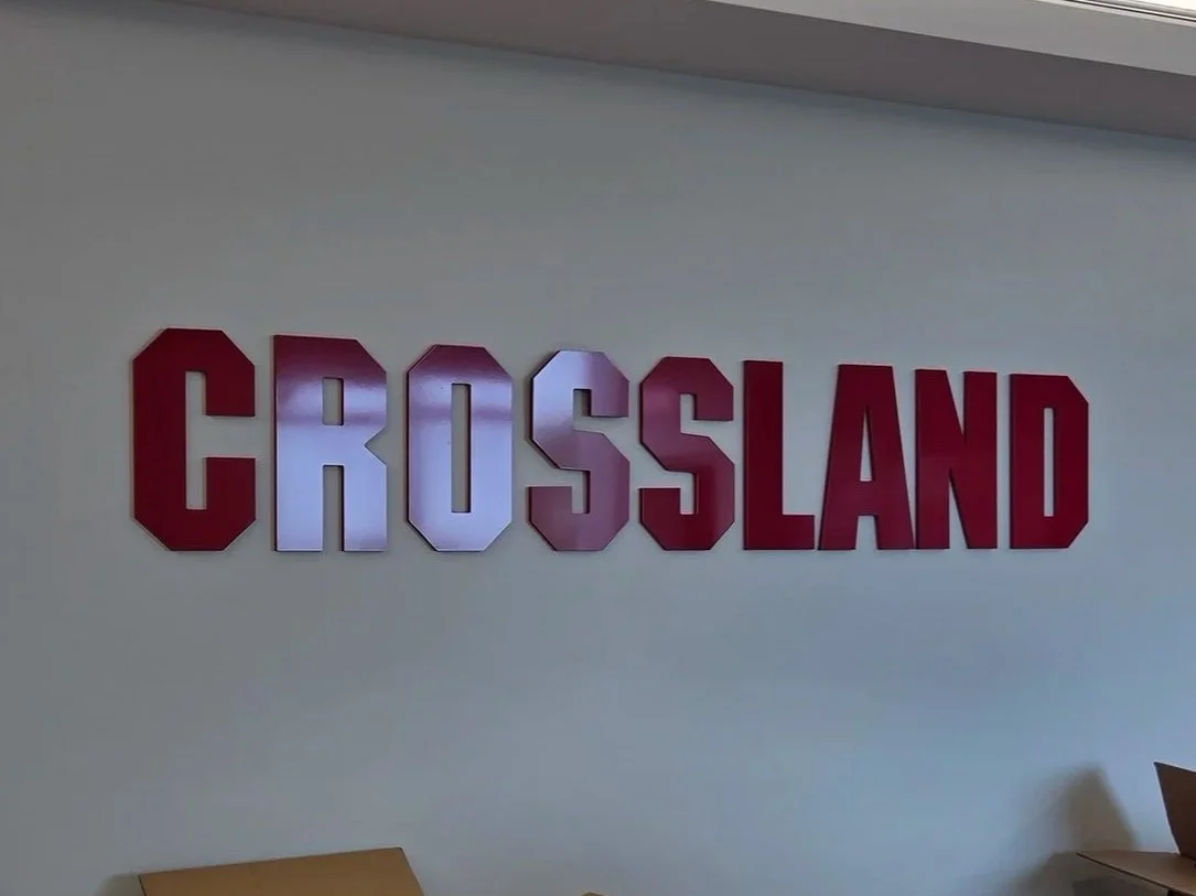 Entryway lettering at Crossland - Rogers, AR