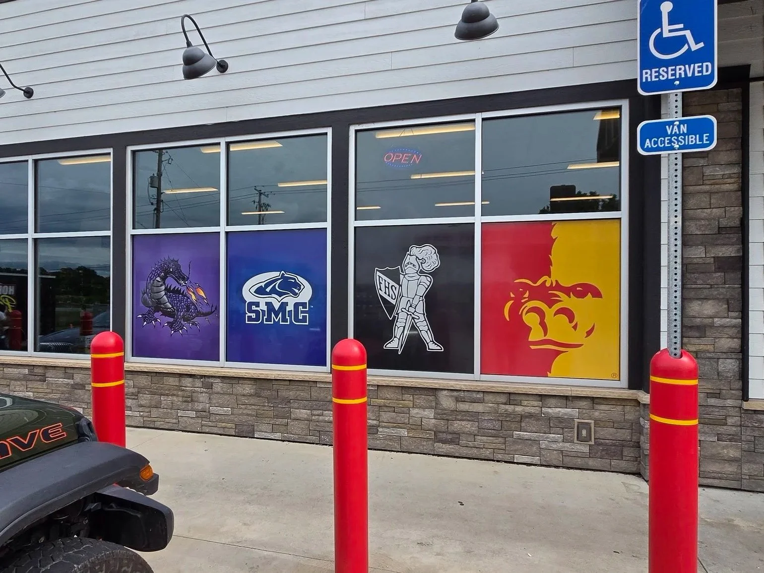 Window perforation at Horton's Pizza Plus in Pittsburg, KS
