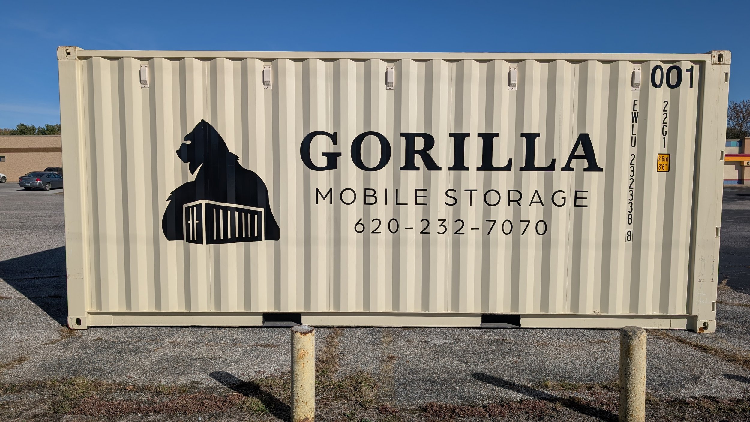 Gorilla Mobile Storage logo design on a container unit spot graphic