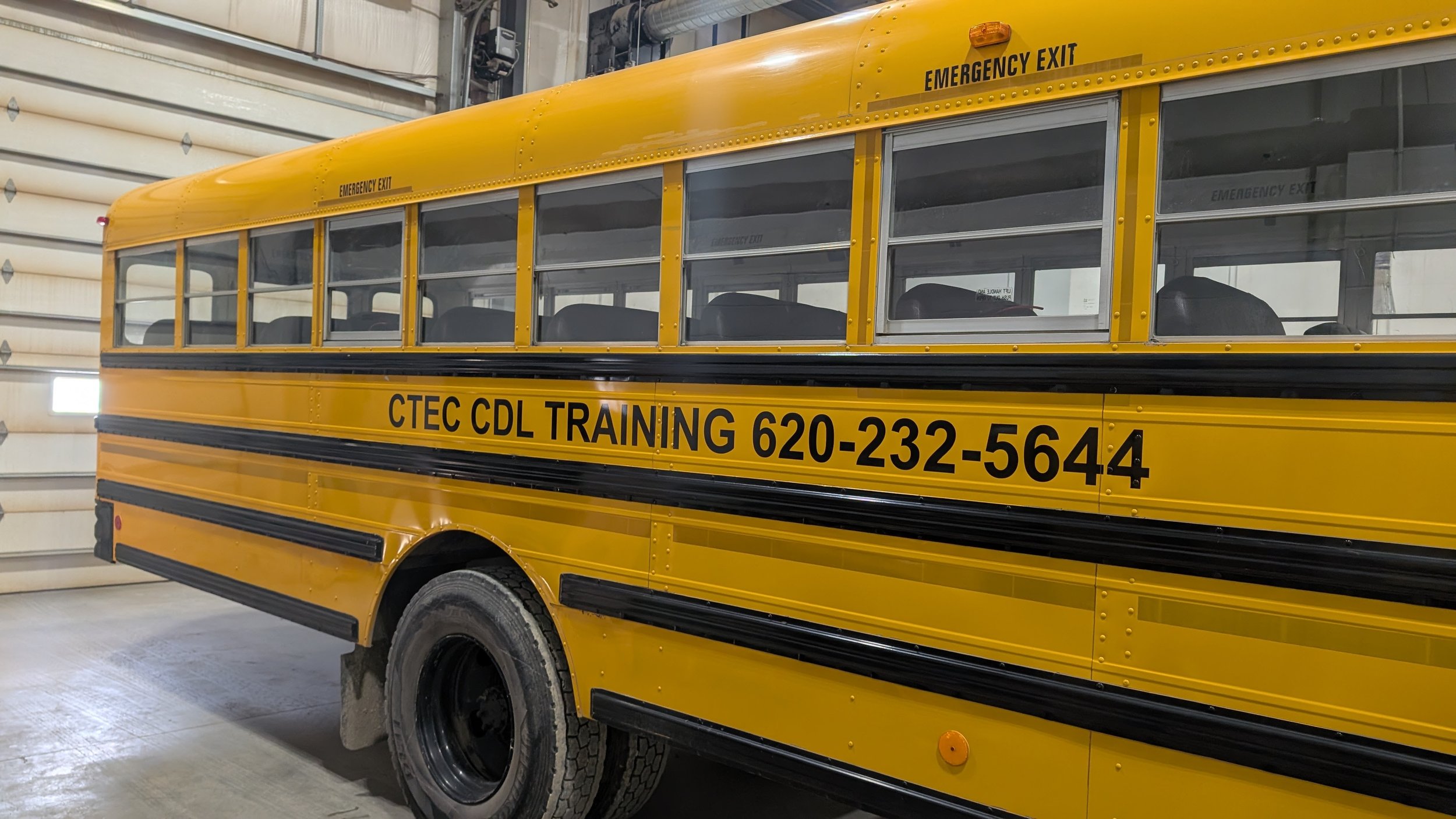 Bus with info. spot graphic