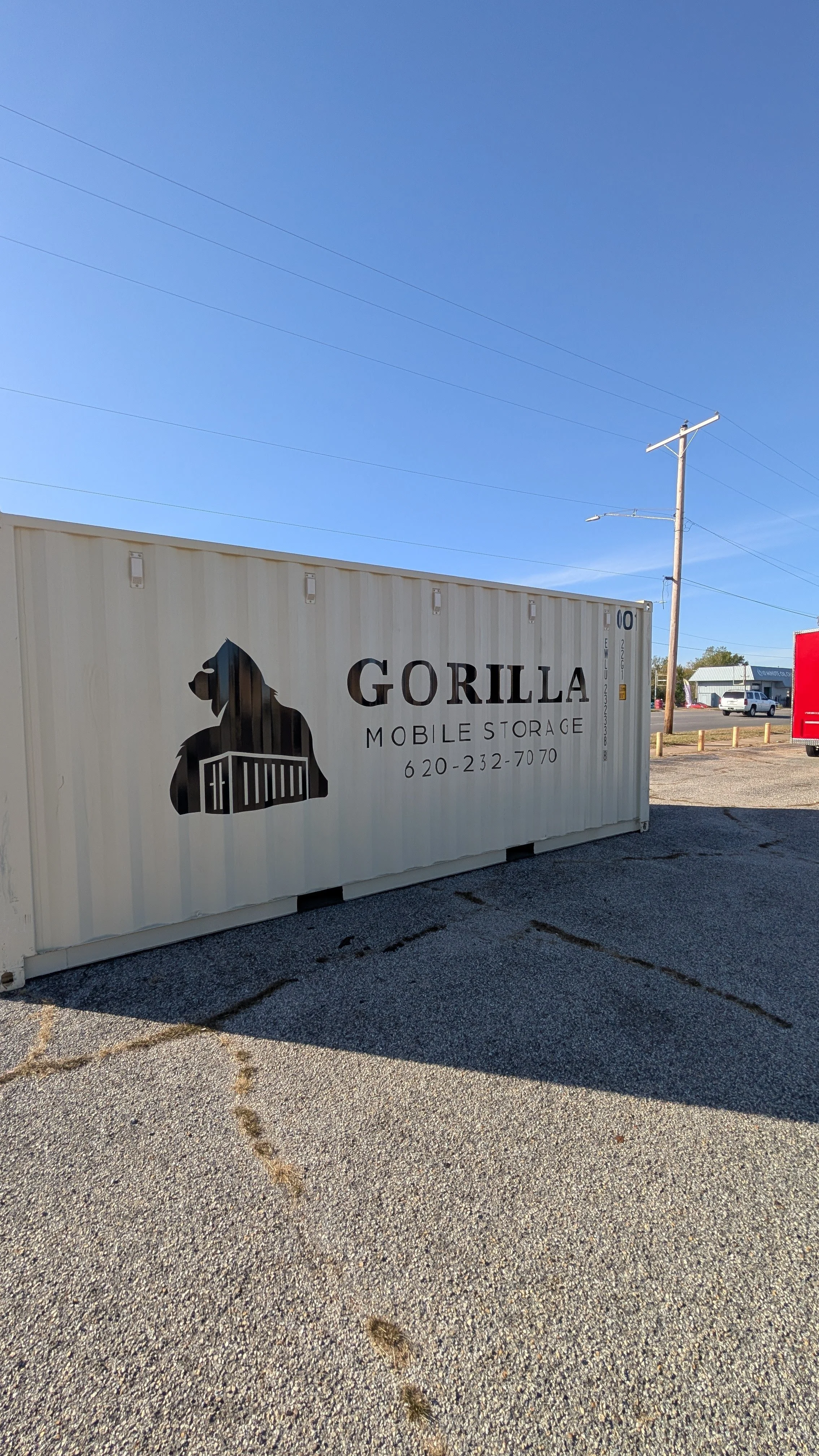 Gorilla Mobile Storage logo design on a container unit spot graphic