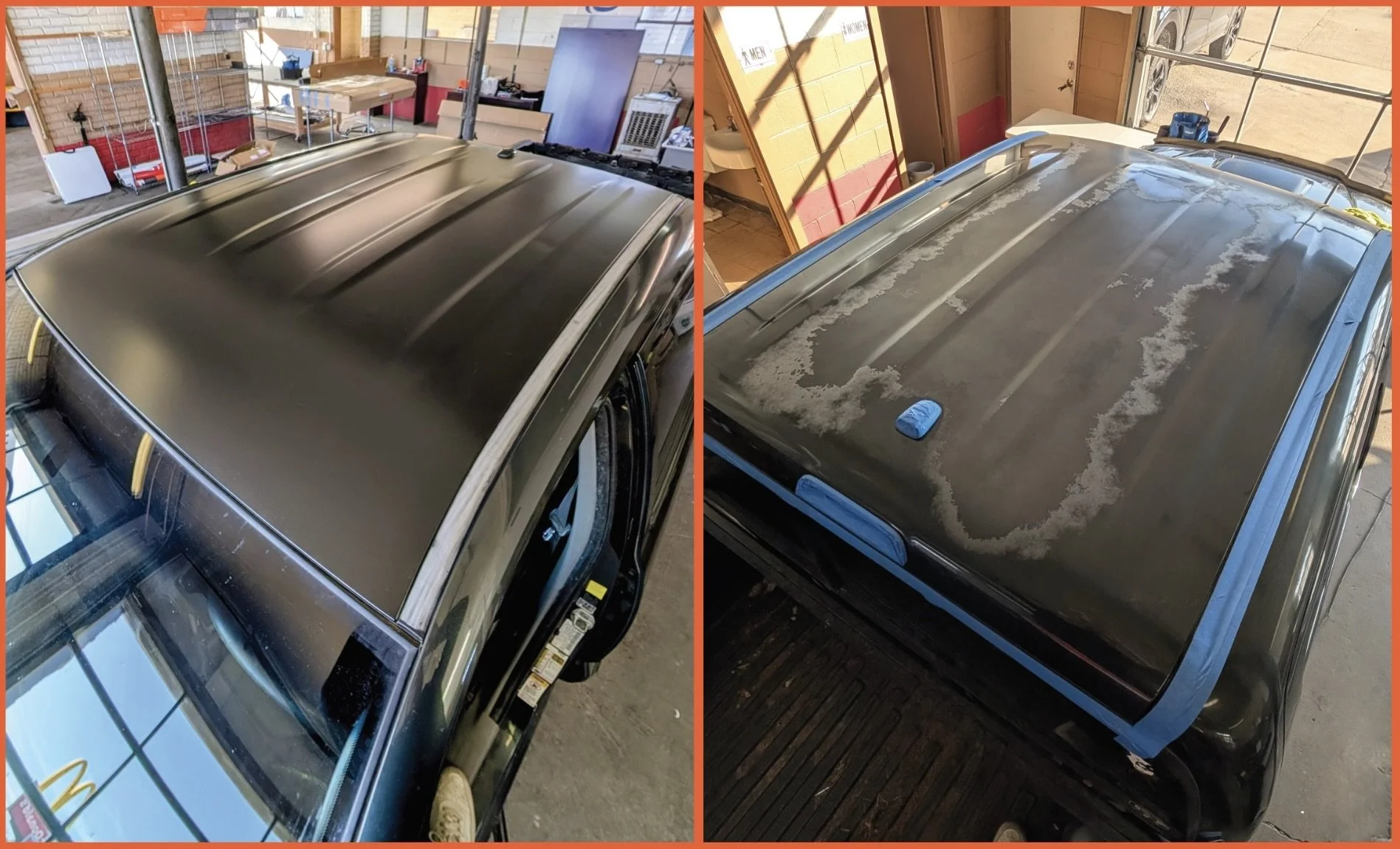 Black truck wrap before & after