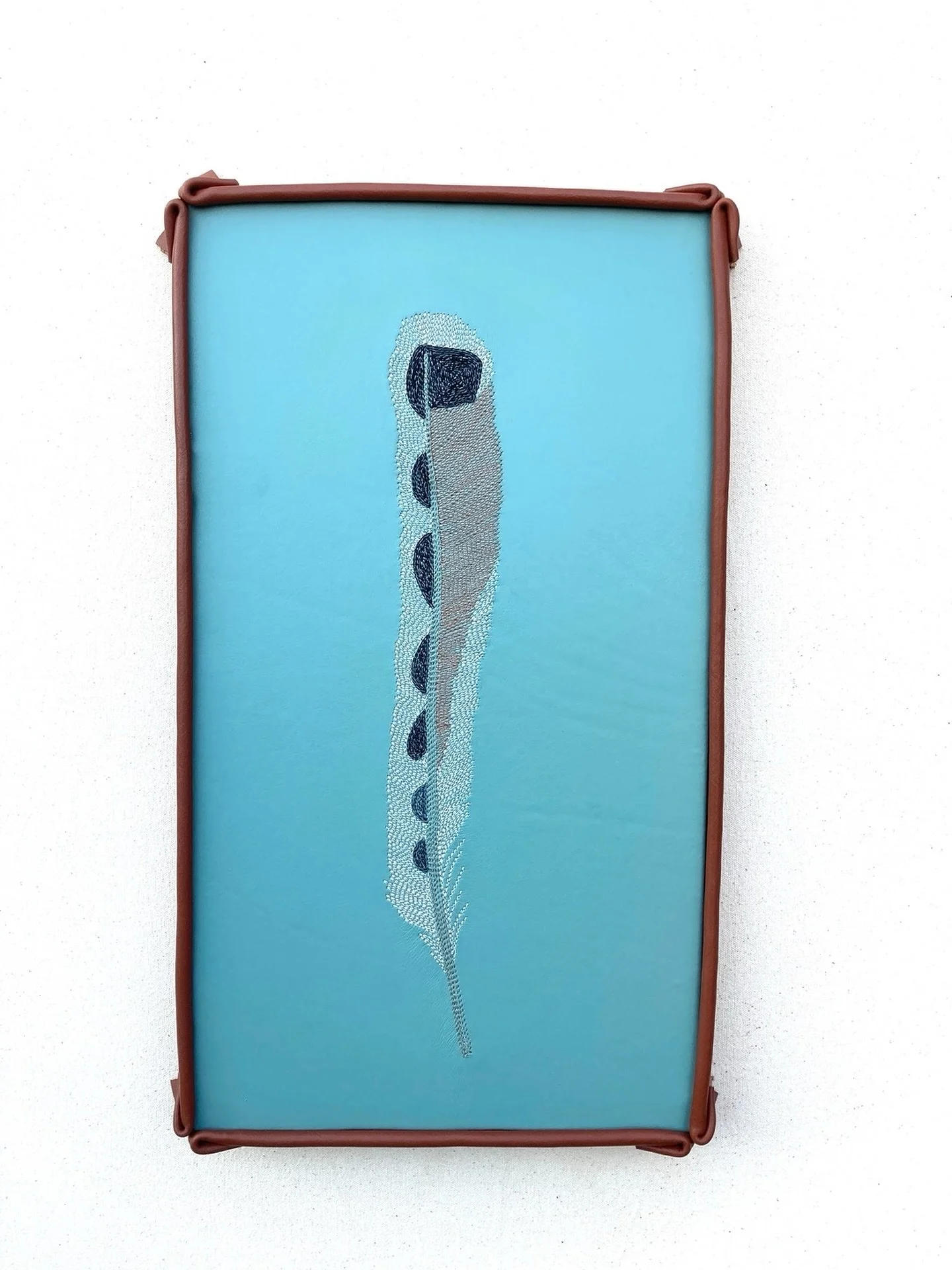 Chestnut Longspur Feather
stitched leather
18 x 10&rdquo;
SOLD
DM for commissions