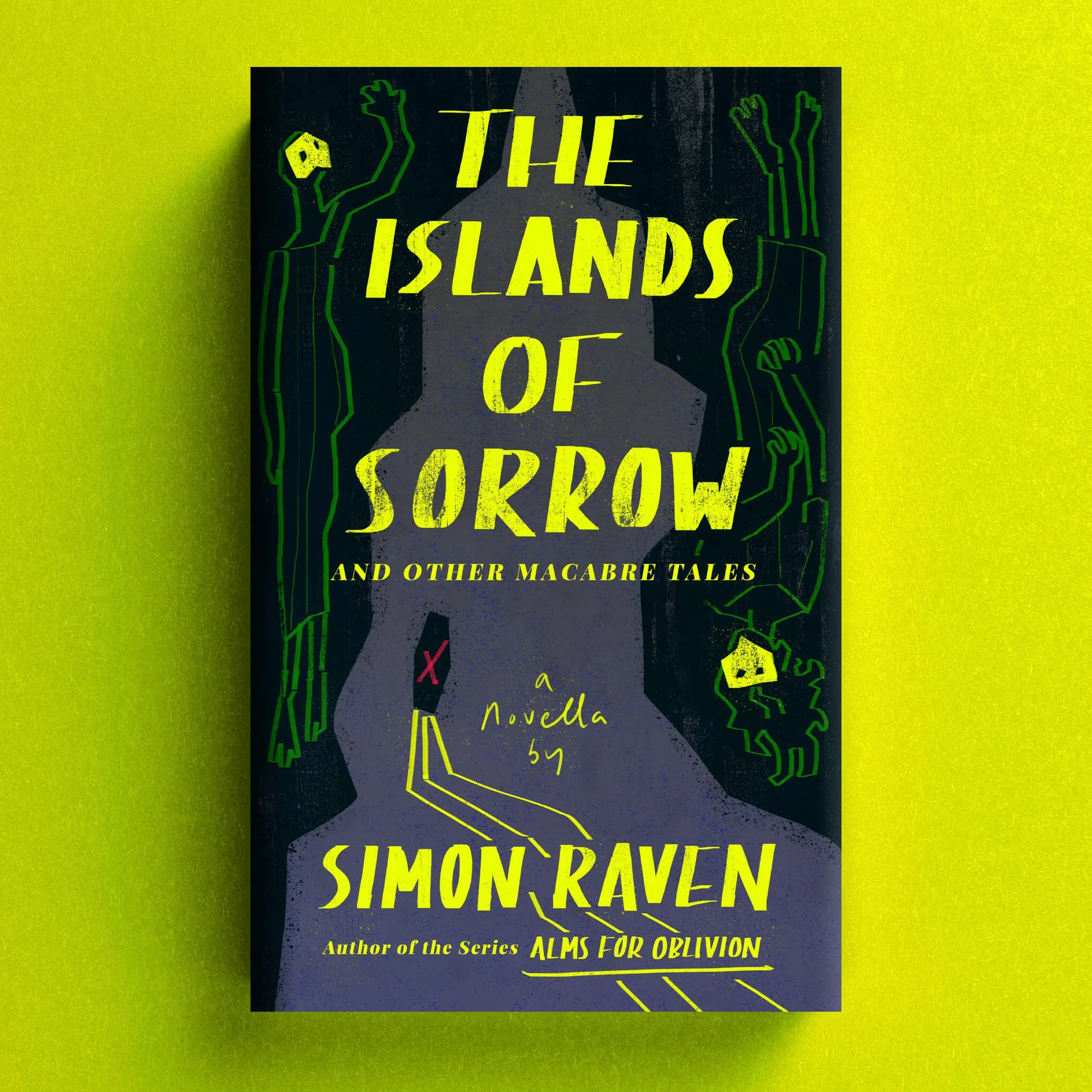Cover for The Islands of Sorrow with macabre green figures framing a dark pathway