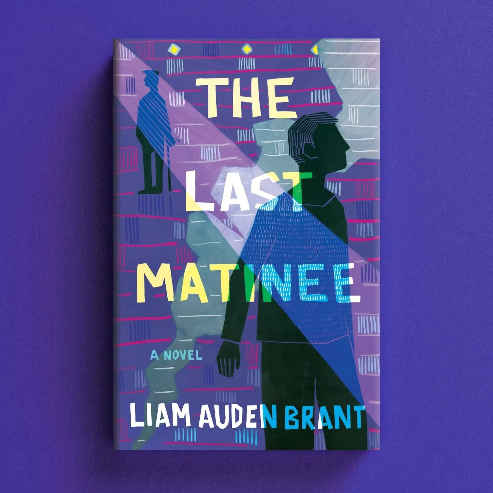 Cover for The Last Matinee with overlapping human silhouettes and purple-blue geometric shapes