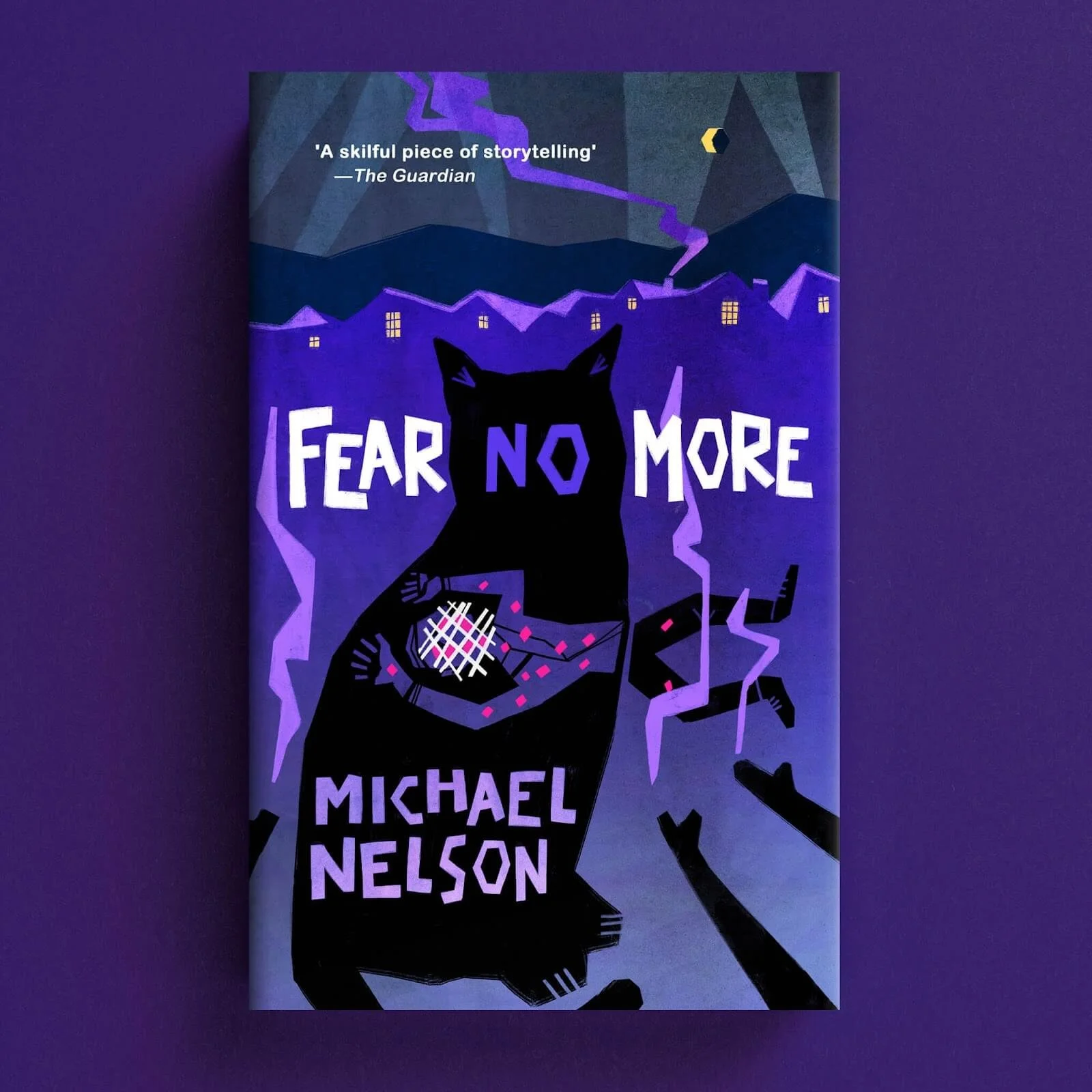 Cover for Fear No More with a black masked figure and reaching hands in a purple night scene