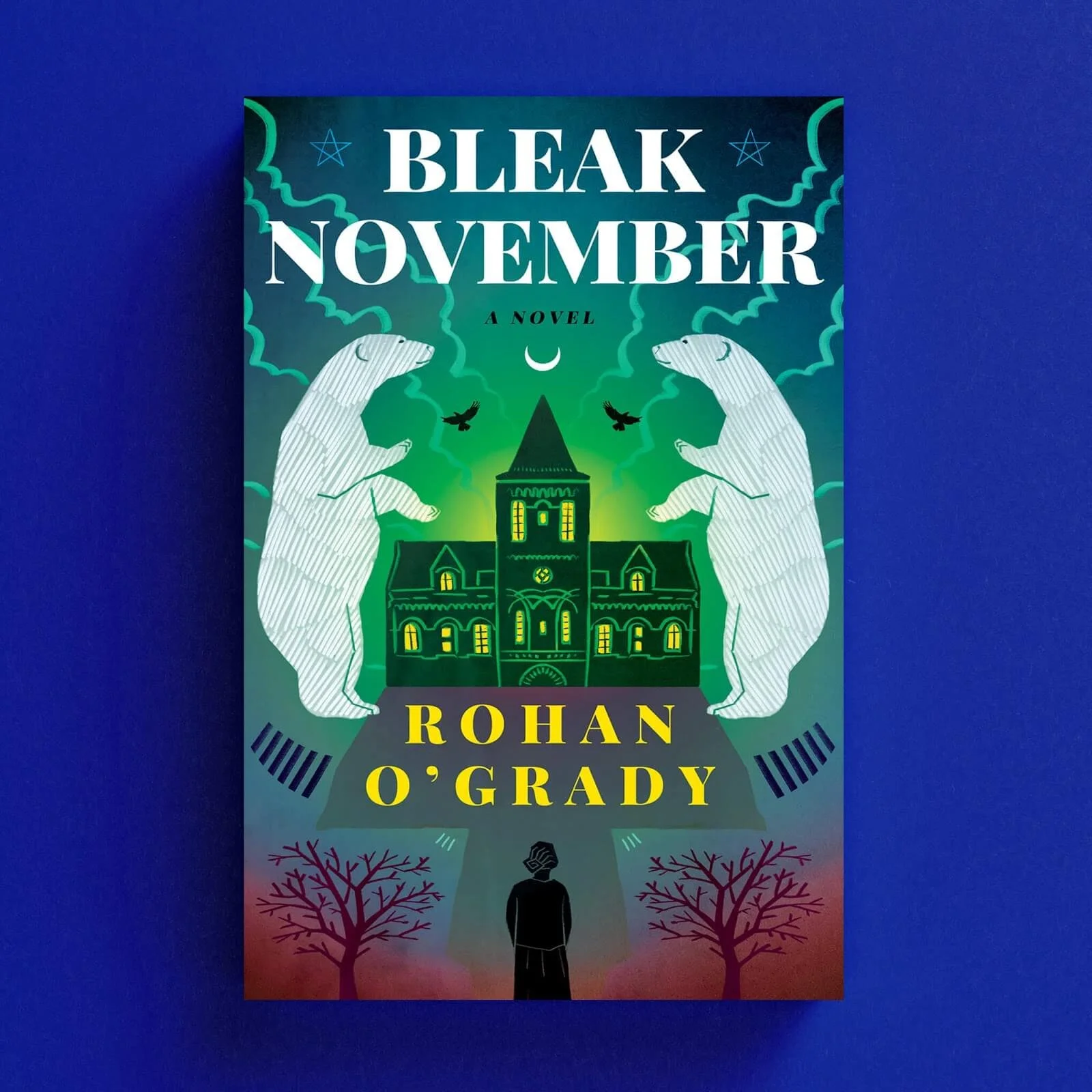 Cover for Bleak November with a gothic mansion flanked by two white bears