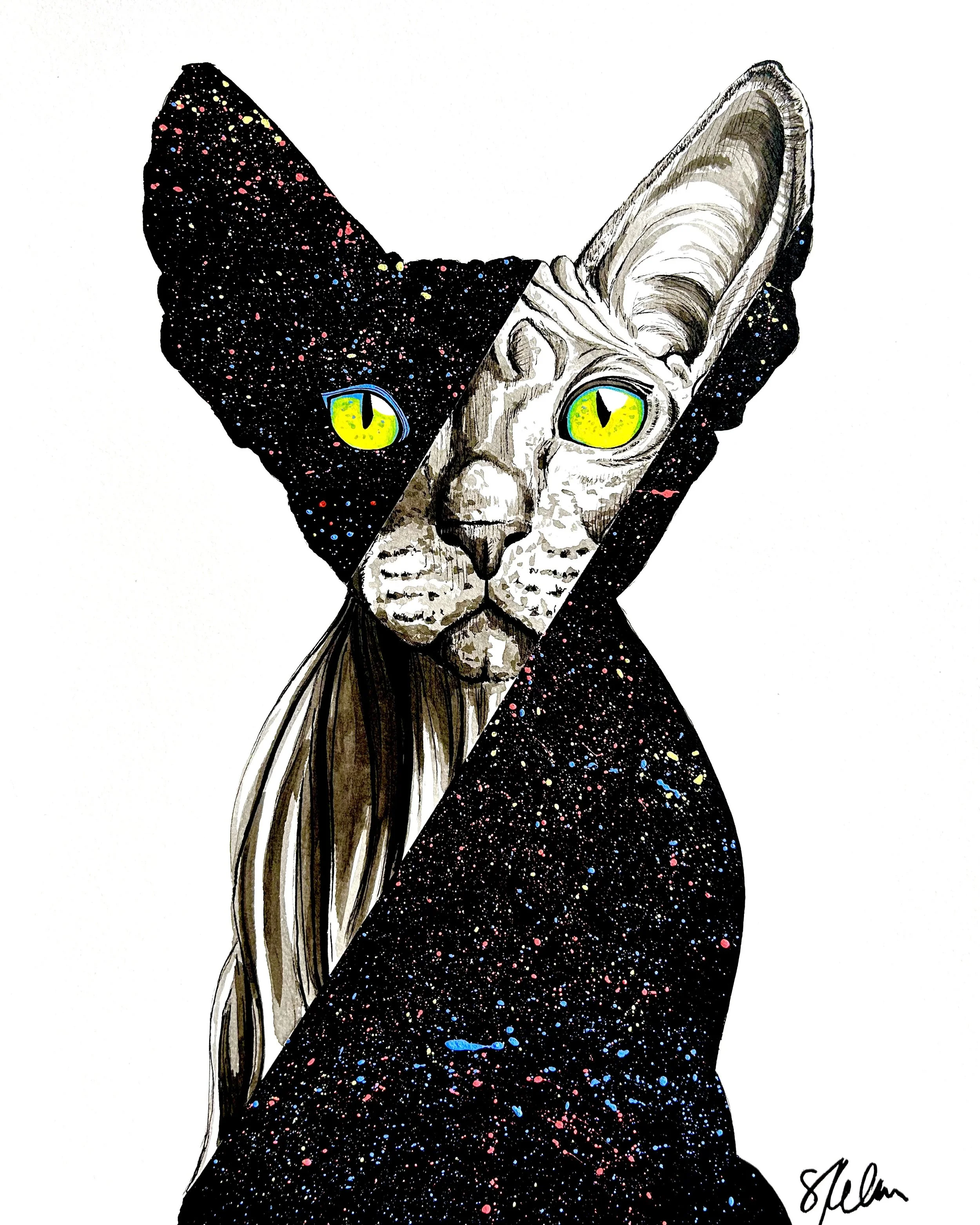 8"x10" - Acrylic, India ink & Micron pen on paper