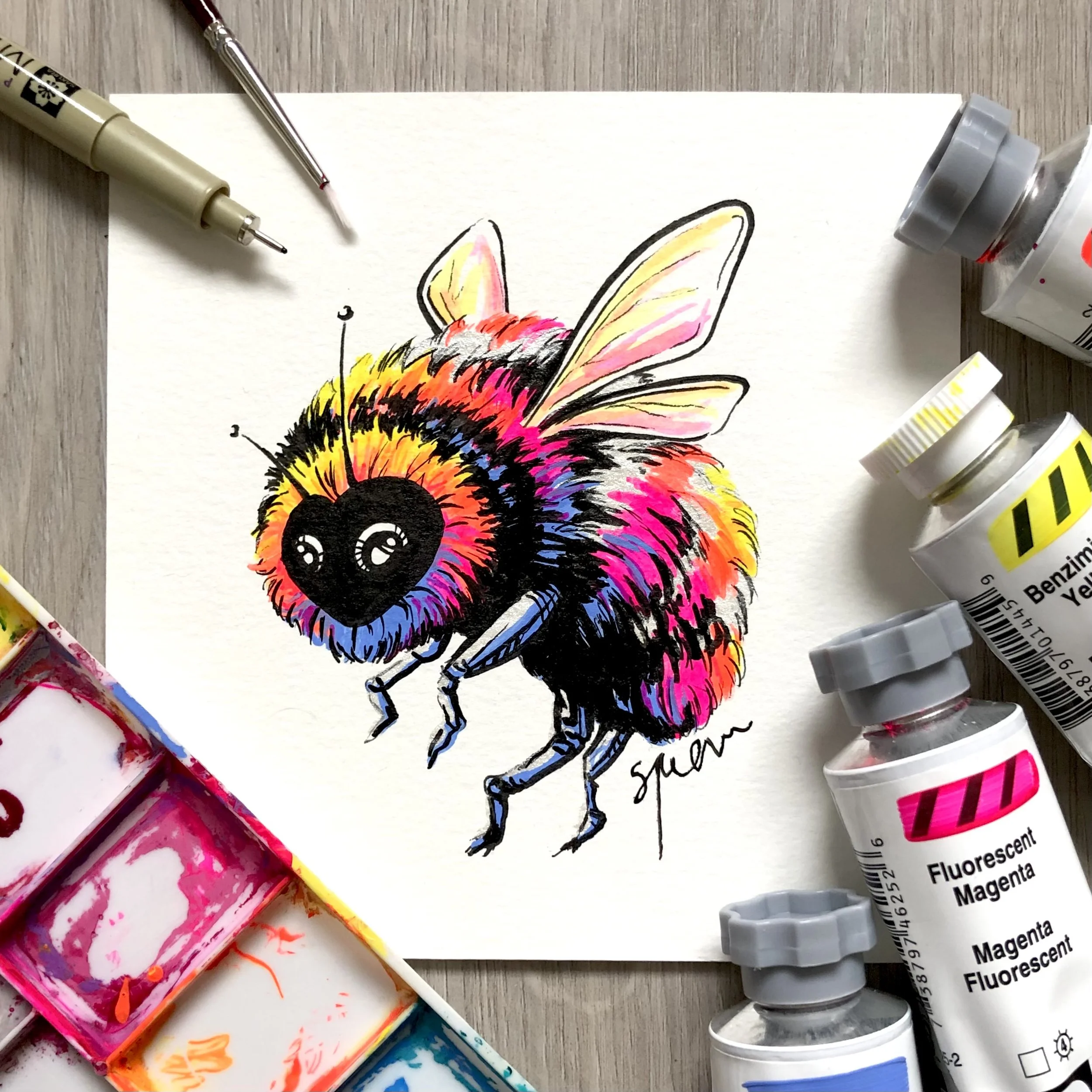 5"x5" - India ink, Acrylic, & Micron pen on paper