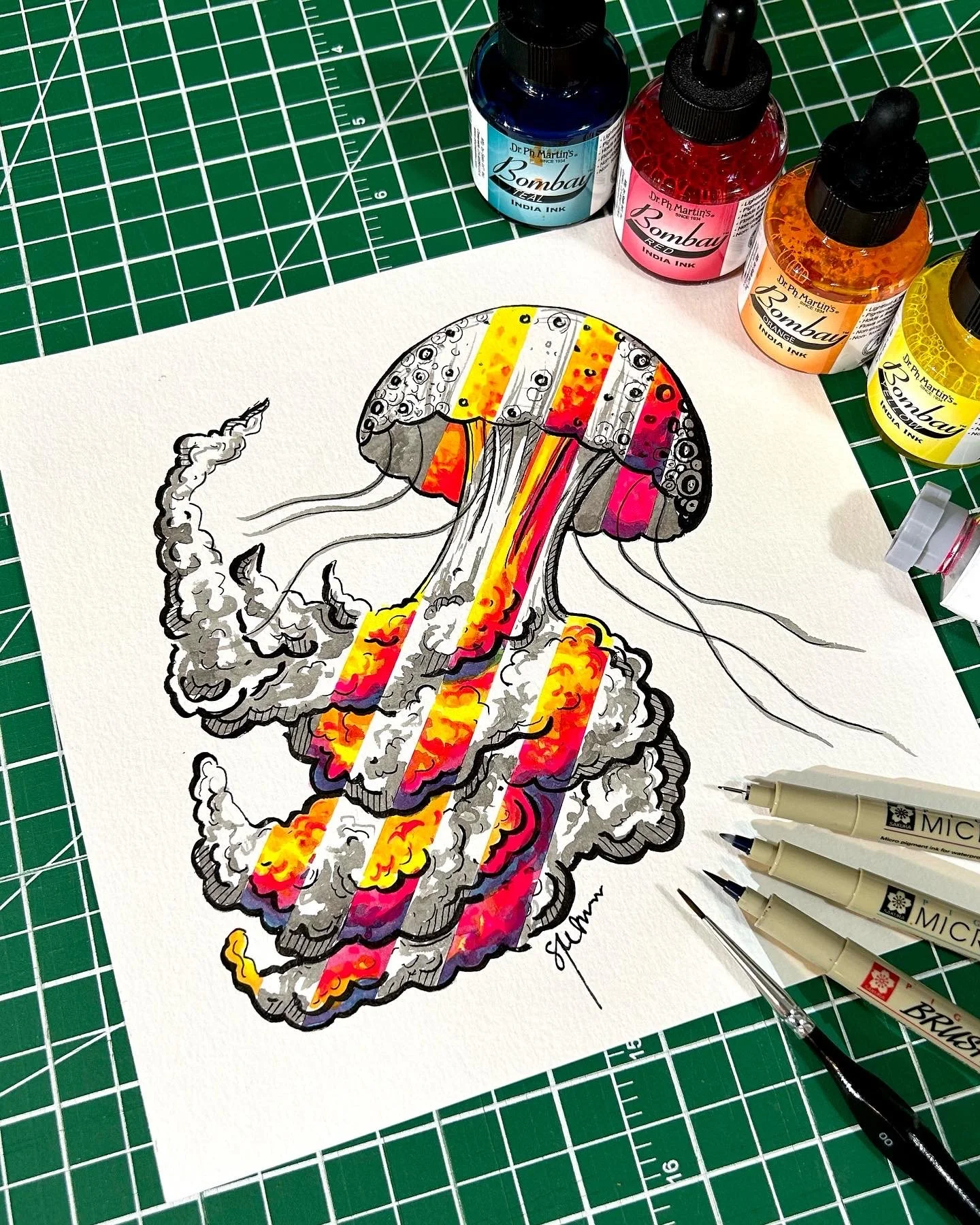 10"x10" - India ink, Acrylic, & Micron pen on paper