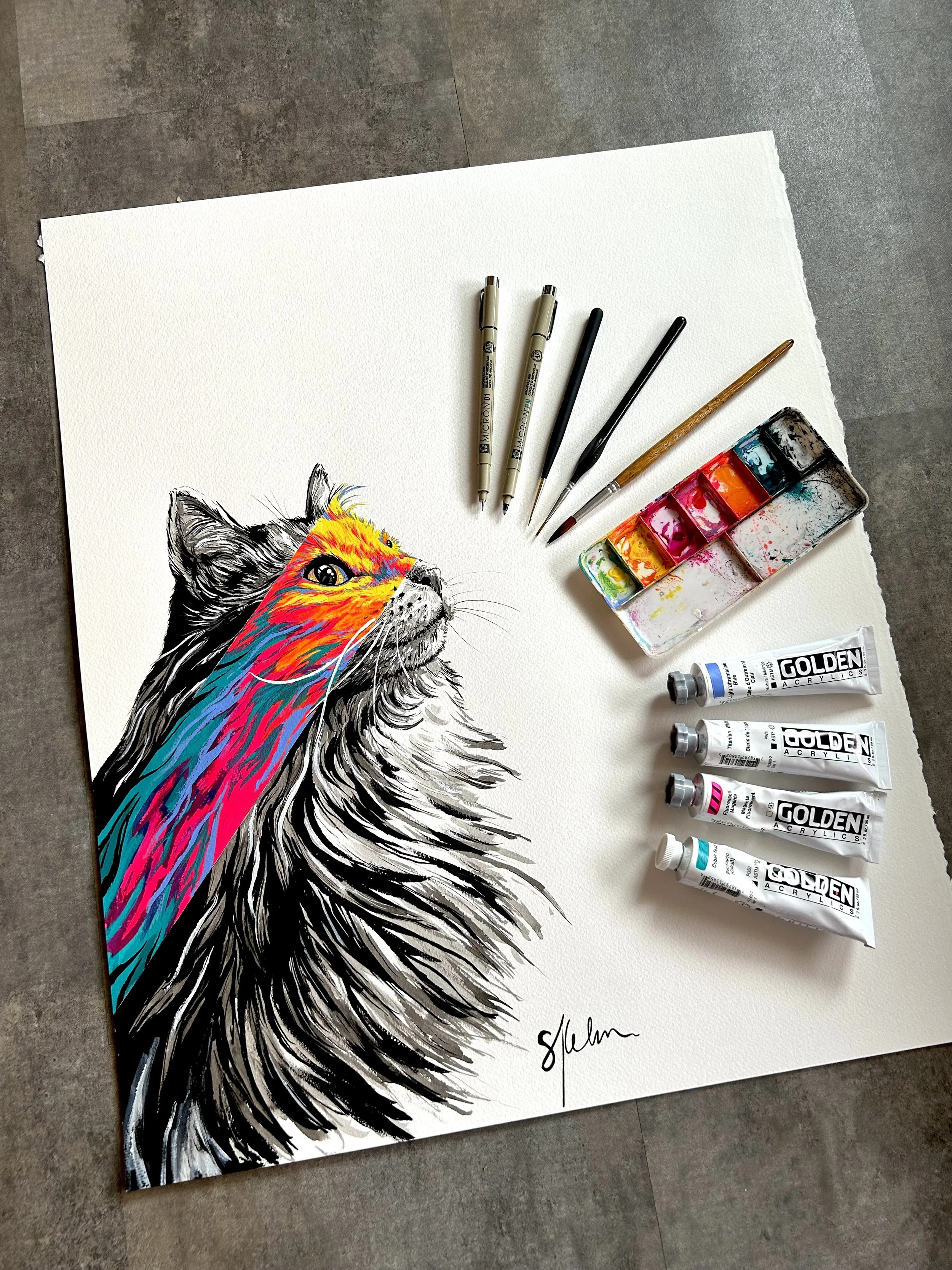 20"x30" - India ink, Acrylic, & Micron pen on paper