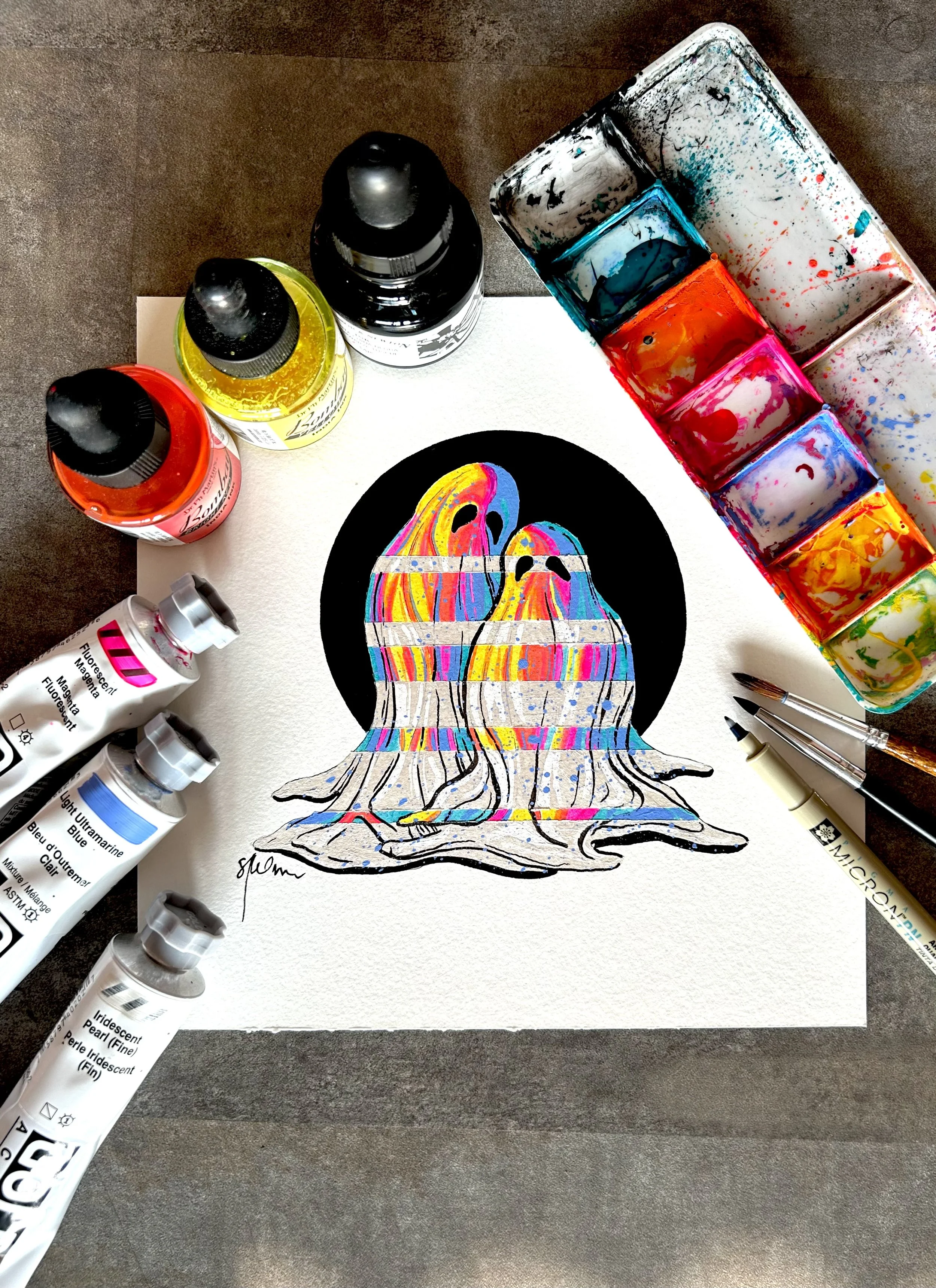 8"x8" - India ink, Acrylic & Micron pen on paper