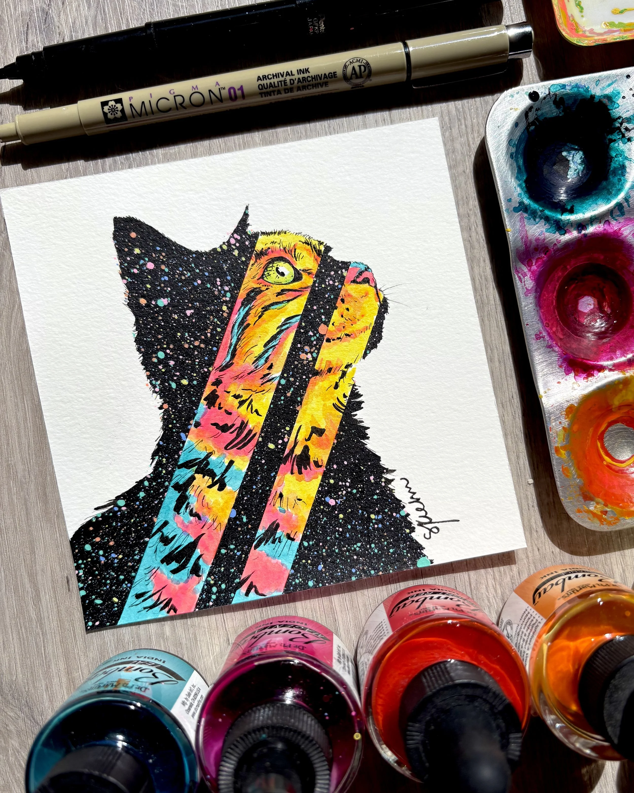 ORIGINAL - Square Series No. 11 - 5”x5” Galacticat #23
