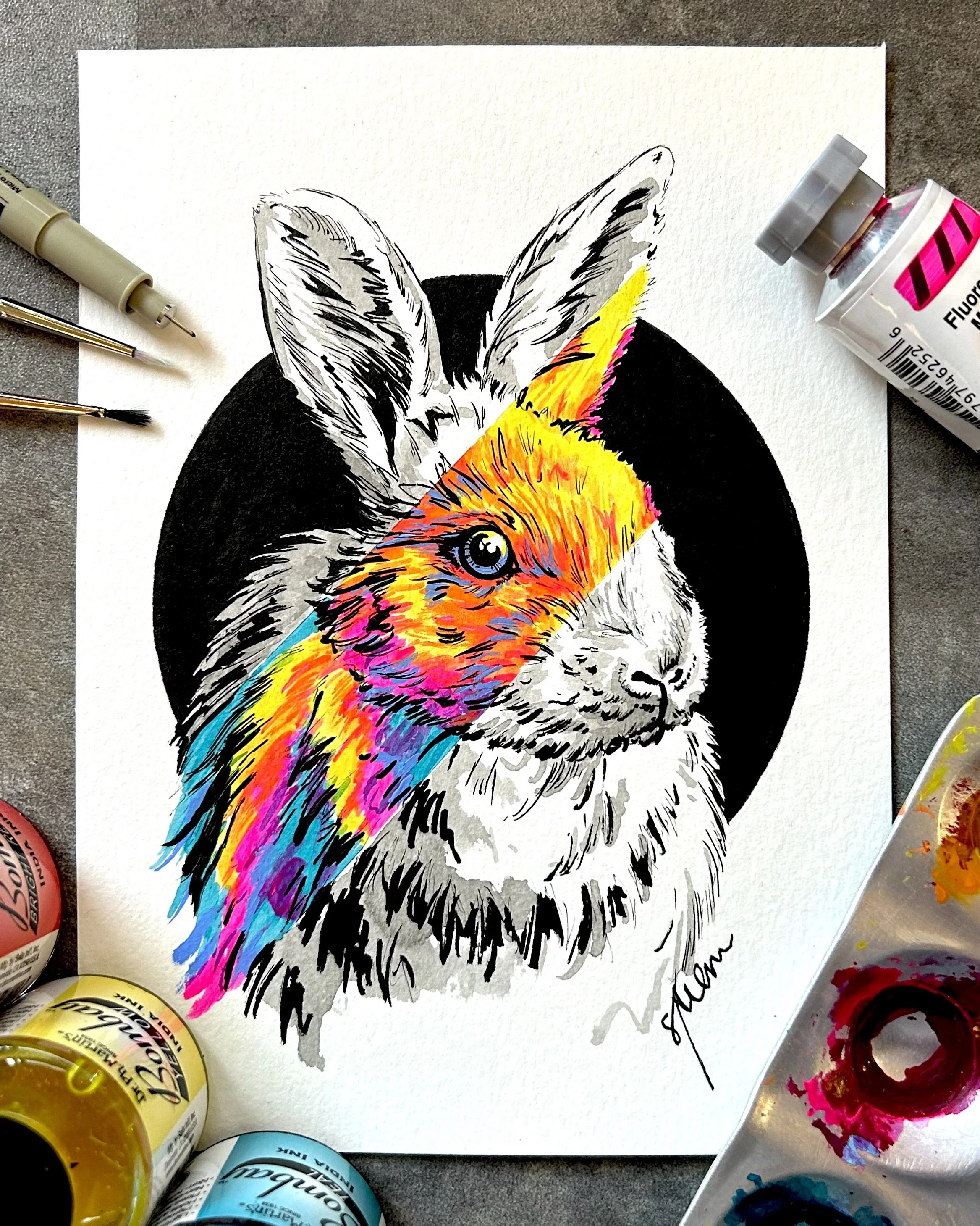 5"x7" - India ink, Acrylic, & Micron pen on paper