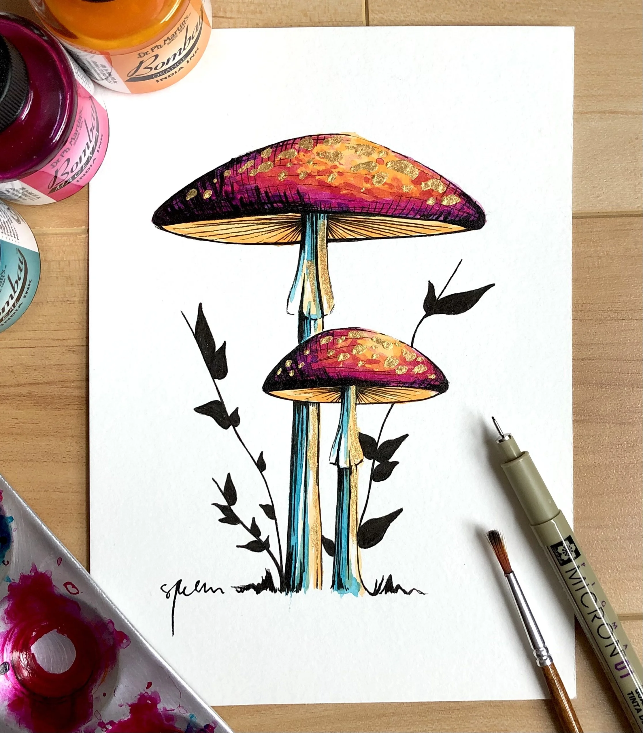 5"x7" - India ink, Acrylic, & Micron pen on paper