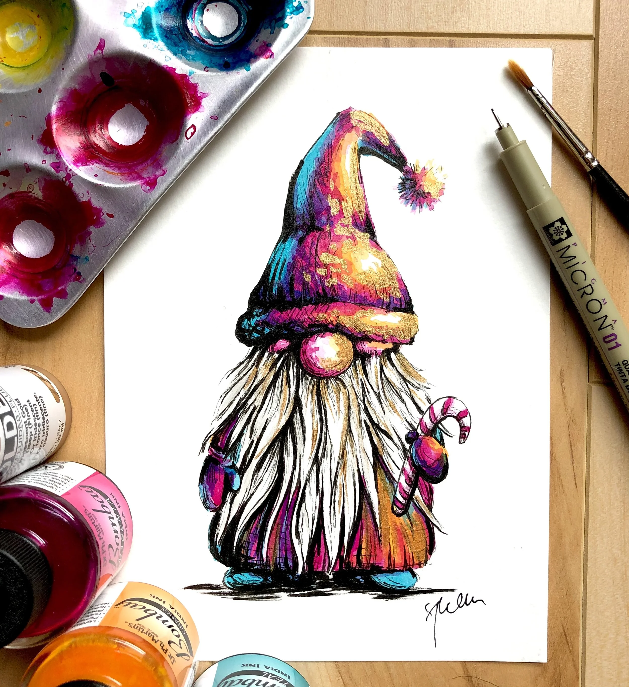5"x7" - India ink, Acrylic, & Micron pen on paper