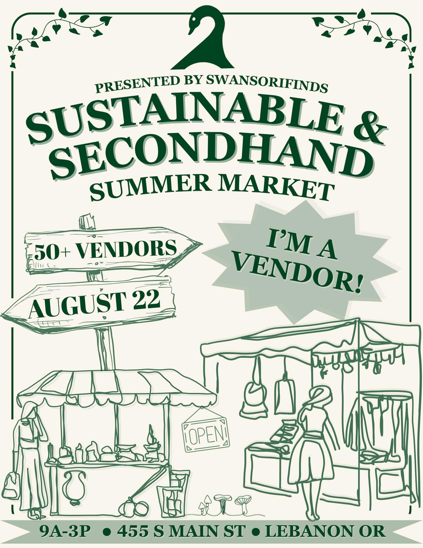Skyler&rsquo;s Macarons will be at the Swansorifinds Sustainable Secondhand Summer Market again this year!🌿☀️

Come spend the day browsing 50+ vendors, thrifting treasures, and treating yourself to some marvelous macarons.💚

📍 455 S Main St, Leban
