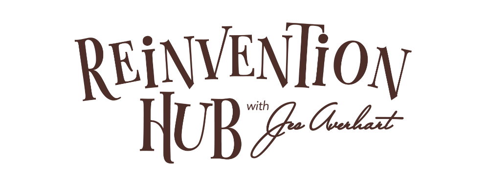 Reinvention Hub with Jan Ashcraft logo, featuring stylized text in shades of brown and black.