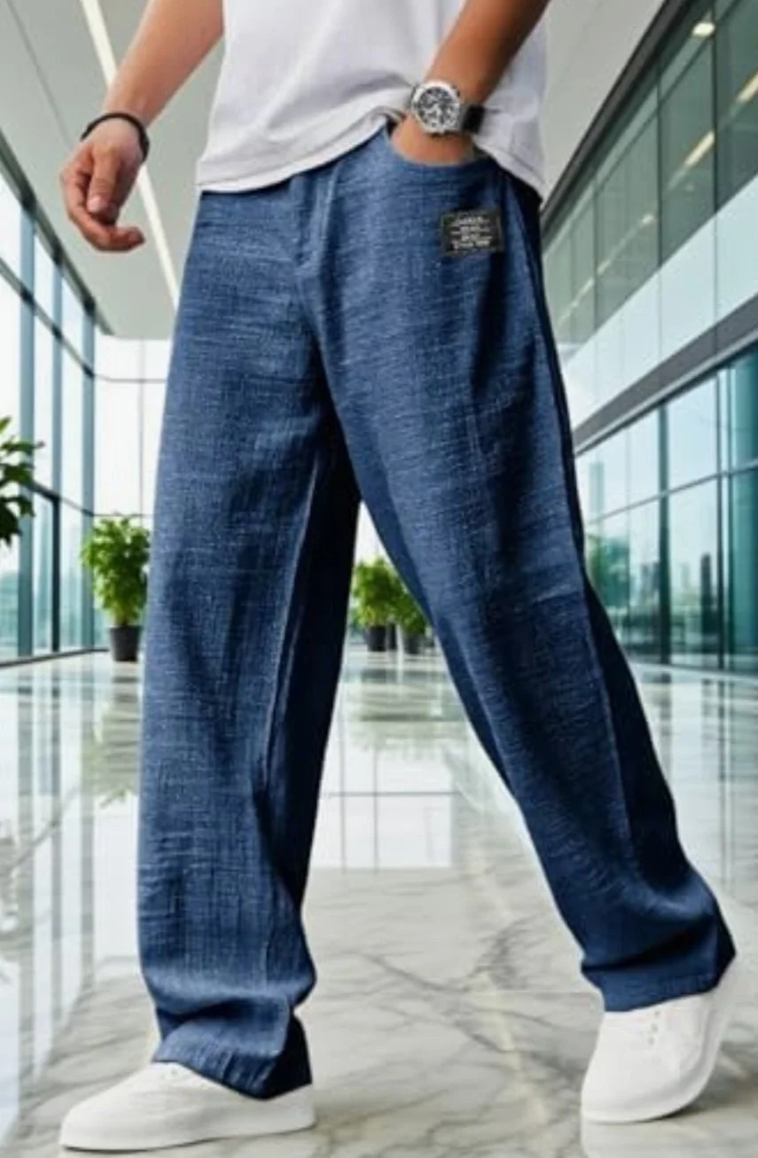 Men's Elastic Waist Hemp Trousers