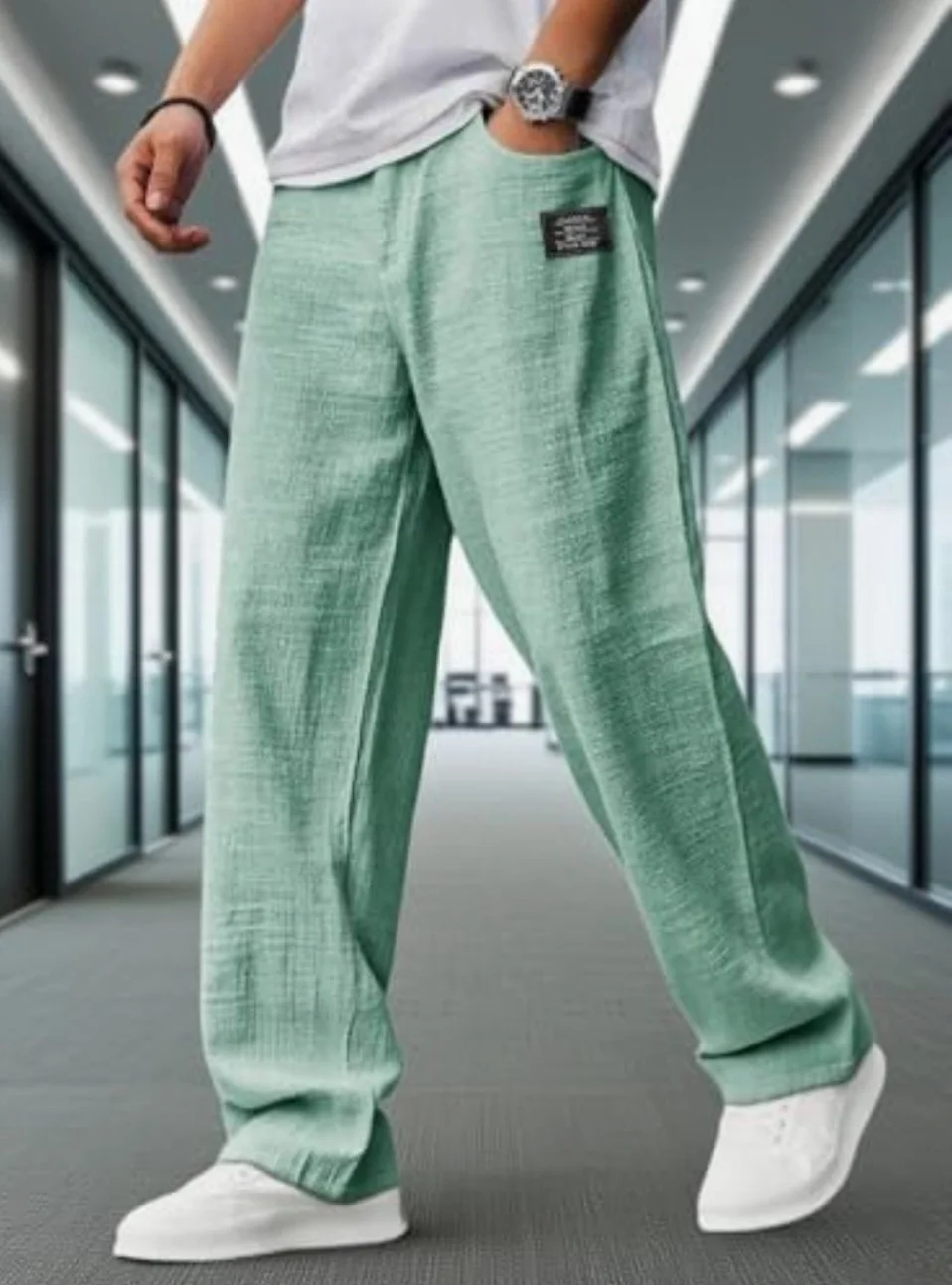Mens hemp Trousers lime green.jpg