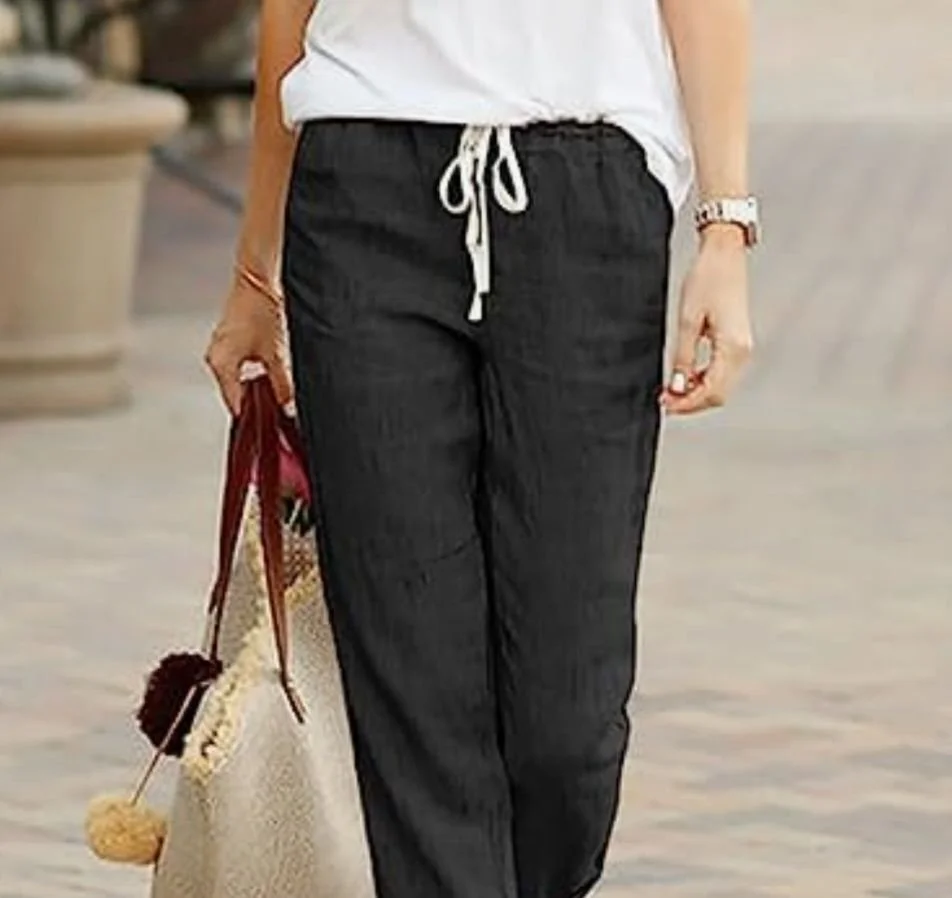 Women's Drawstring Hemp Pants