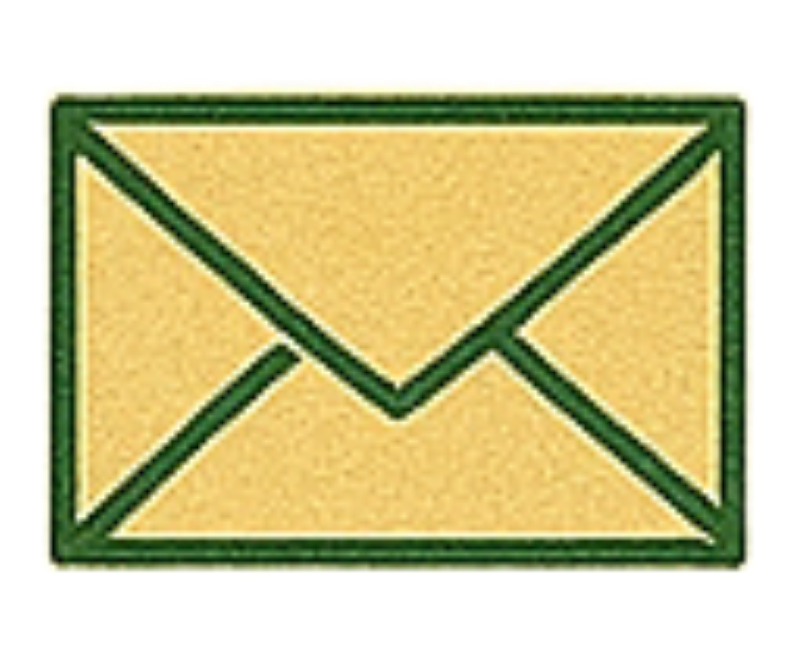 Illustration of a closed envelope with a green outline on a yellow background.
