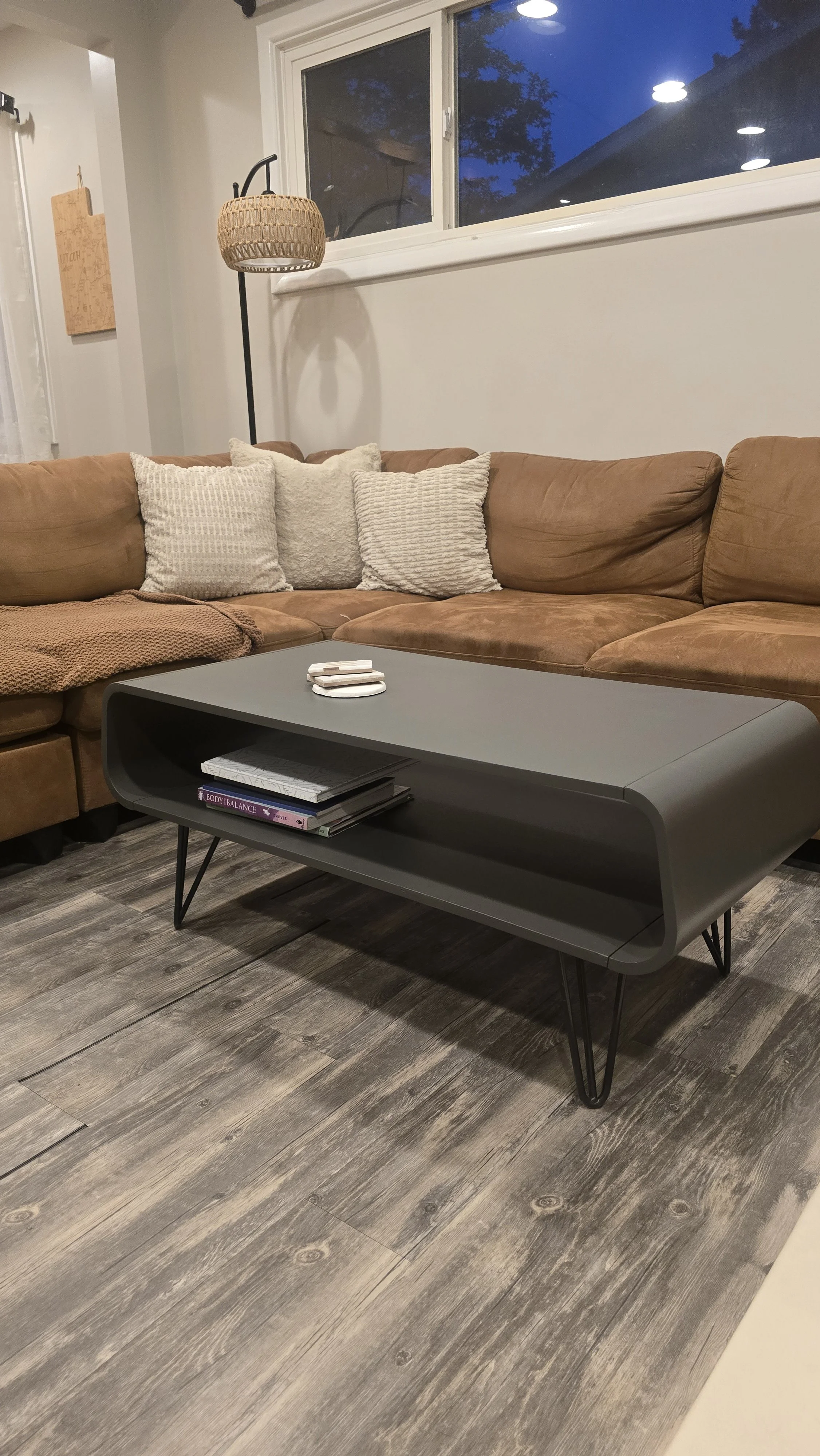 Furniture repair and refinishing for a modern coffee table in Sandy, Utah. Carefully restored and refinished to enhance appearance, protect the surface, and preserve the integrity of the original craftsmanship.
