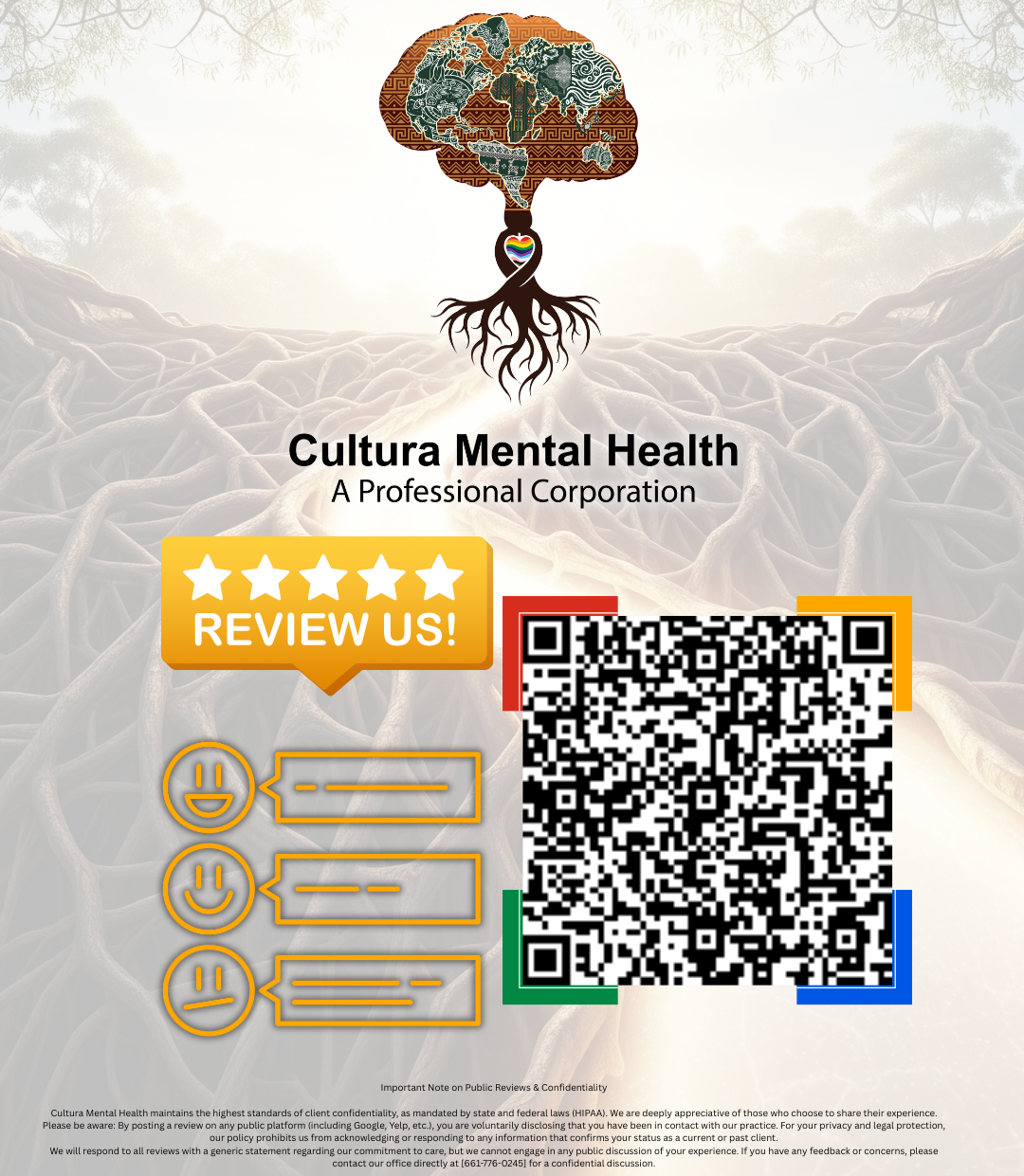 QR Code for Cultura Mental Health, a mental health provider in Bakersfield
