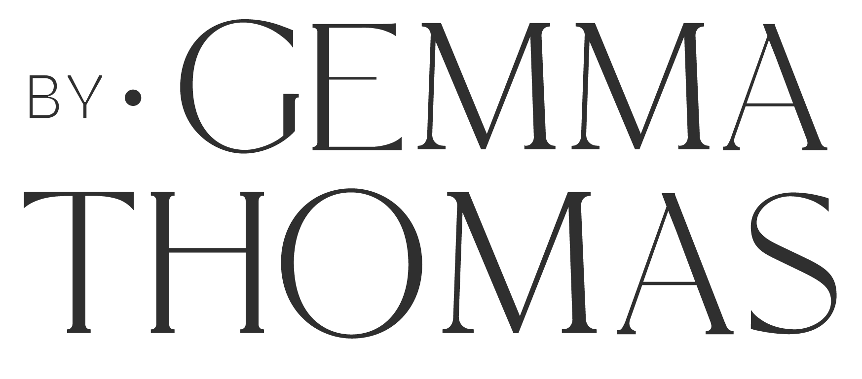 Text logo reading 'by GEMMA THOMAS' in black font on a white background.