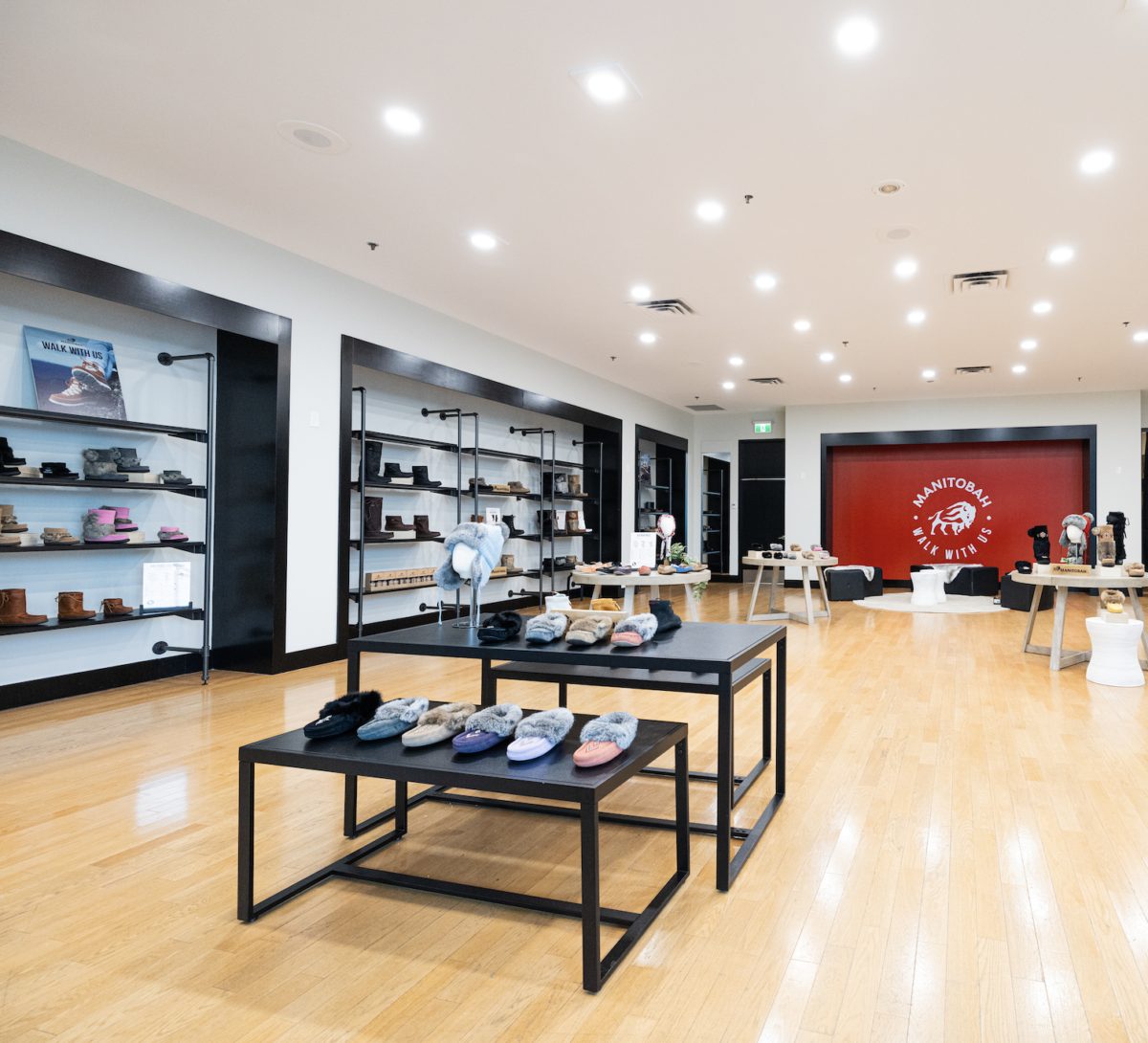 We recently completed the new flagship and first permanent store in Saskatoon for the growing retailer Manitobah. This project marks the beginning of an exciting partnership, delivering a store that embodies the brand’s heritage and quality craftsman