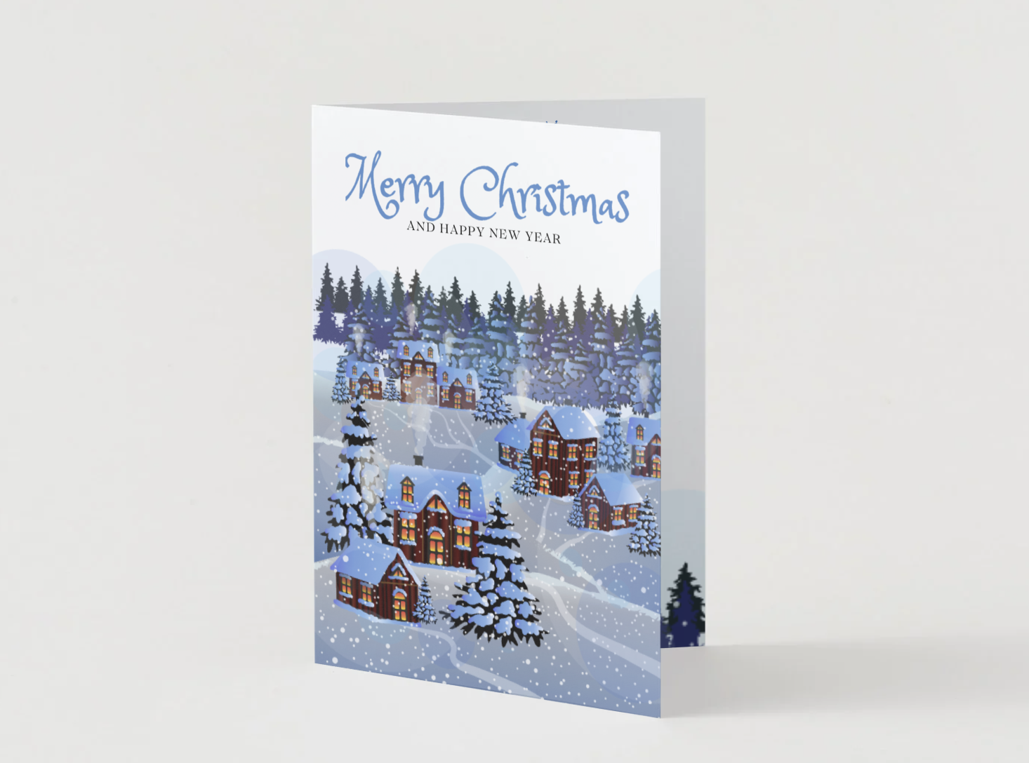Winter Village Christmas Card Template | 5x7 Printable (Editable Canva Template )