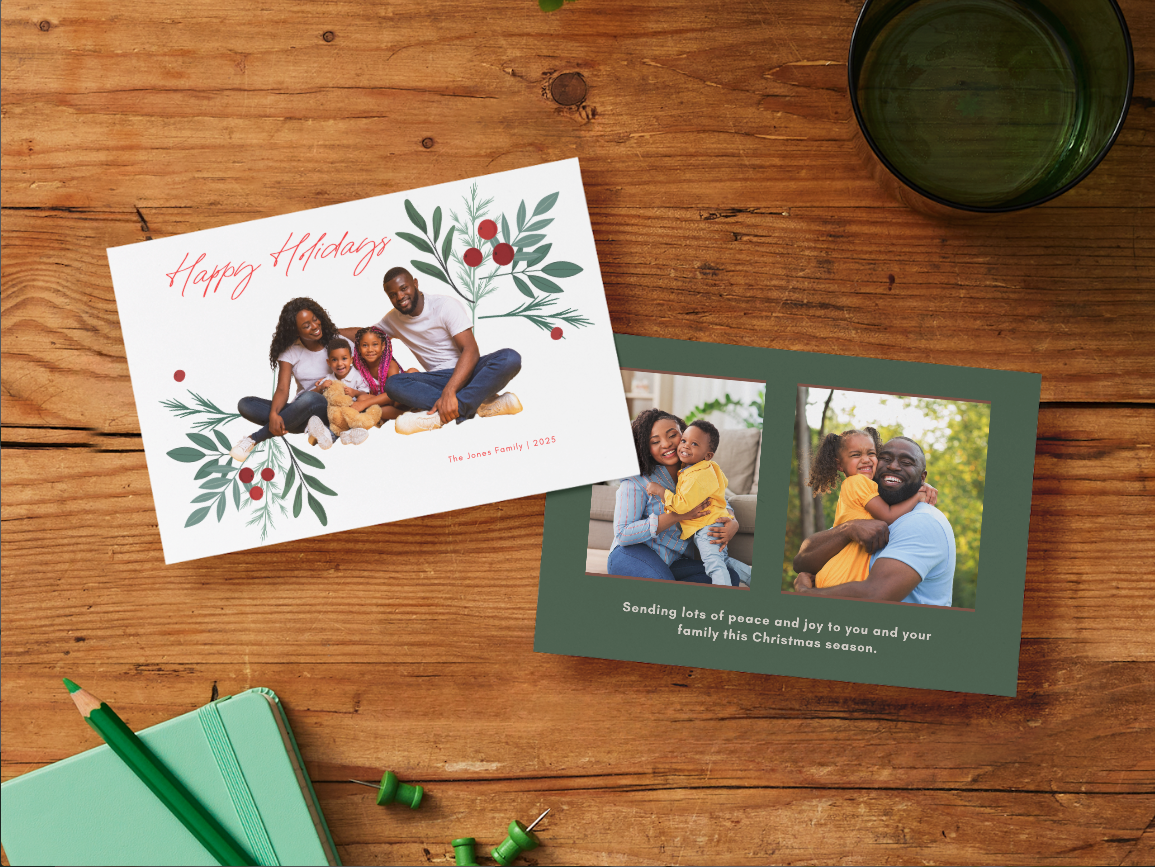 Editable Family Photo Christmas Card Canva Template (Digital Download)