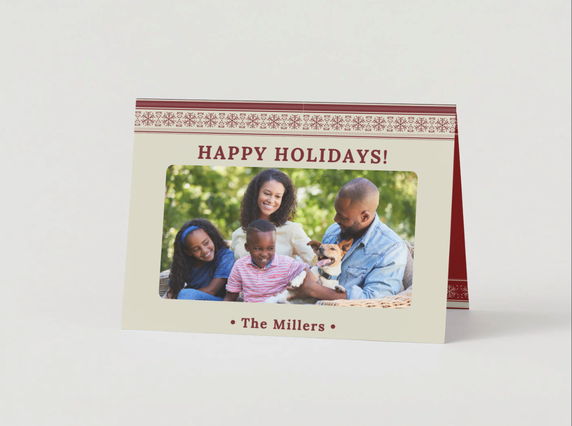 Editable Holiday Photo Card • Foldable Christmas Greeting • Canva Template (Printable 5x7-Landscape)
