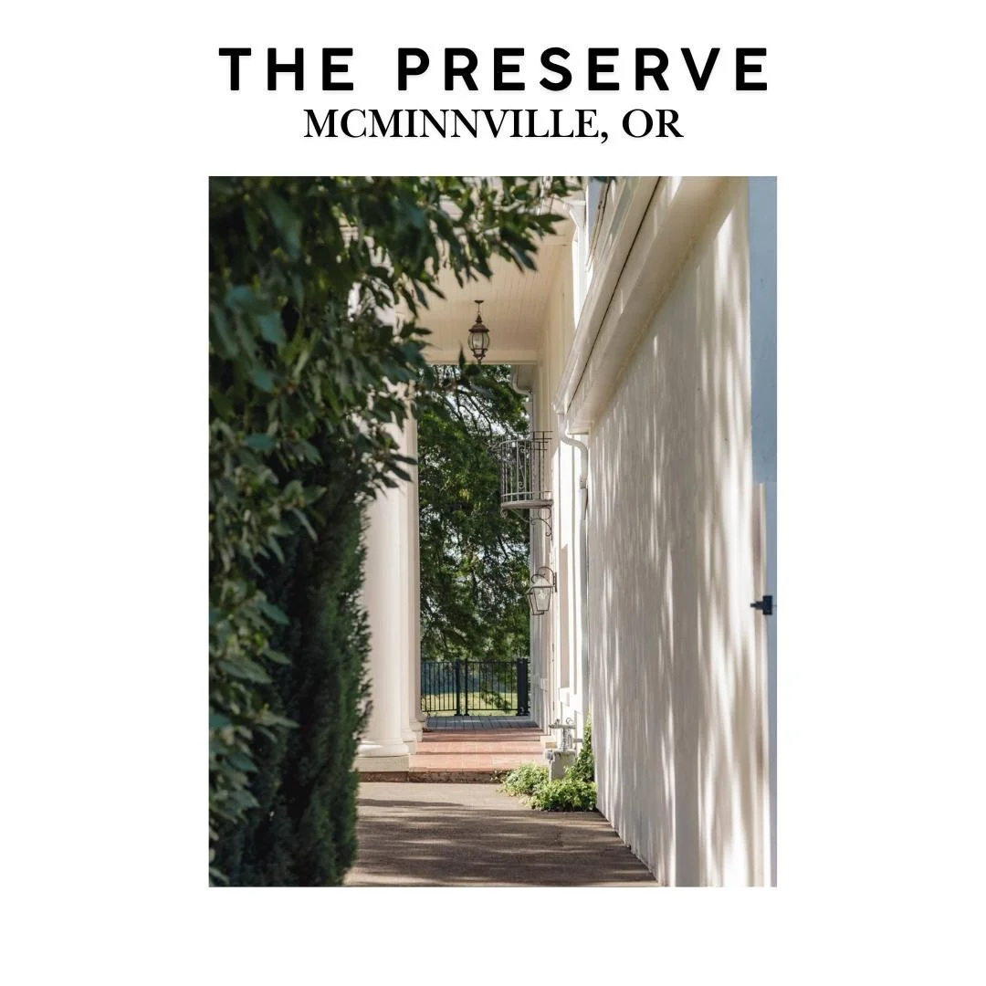 Located in the heart of McMinnville, The Preserve is a luxury wedding and event venue surrounded by rolling vineyard views, elegant indoor spaces, and beautiful outdoor ceremony locations. Whether you're planning an intimate celebration or a larger w