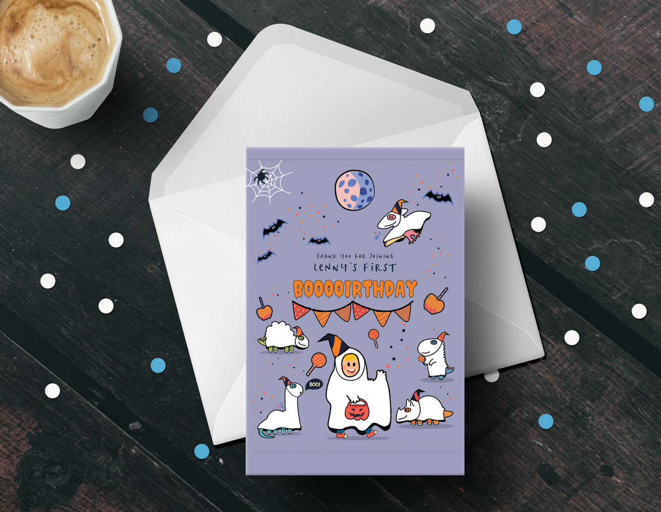 Halloween themed kids birthday card