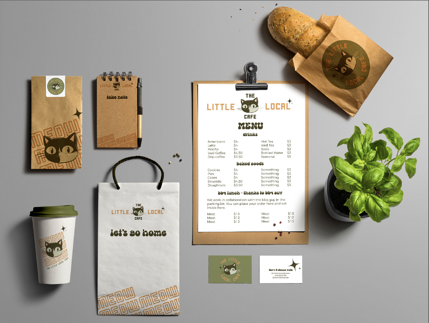 How the branding looks for The Little Local Cafe fully flushed out