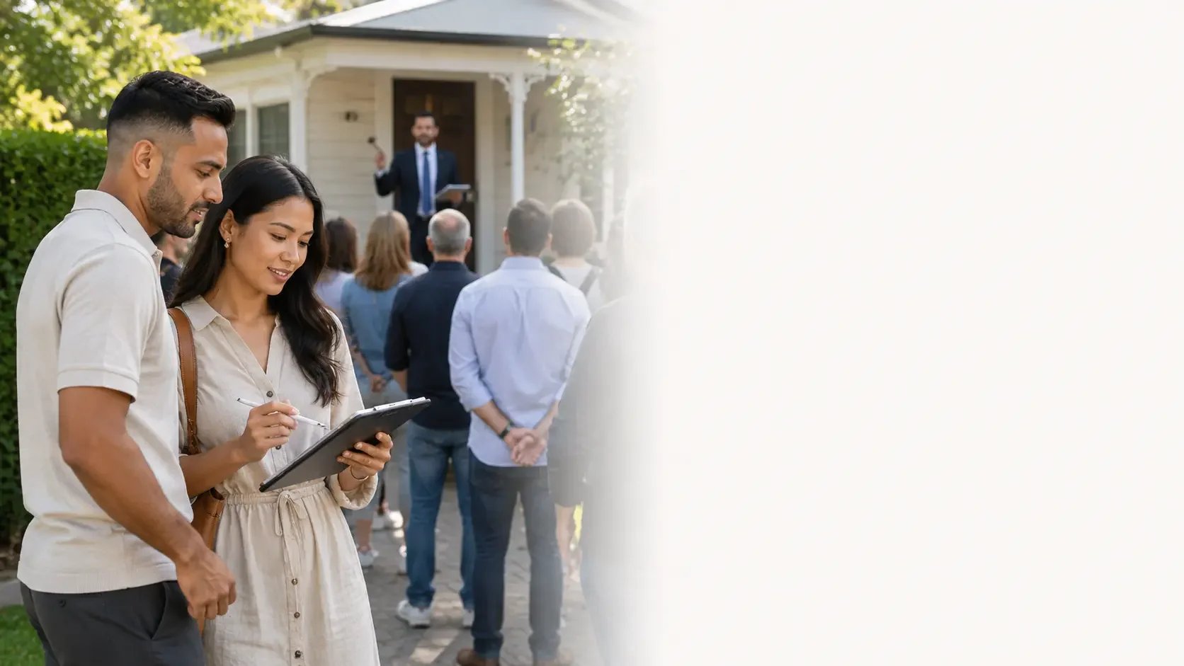Home buyers attending an inspection representing pre-approval before making an offer.