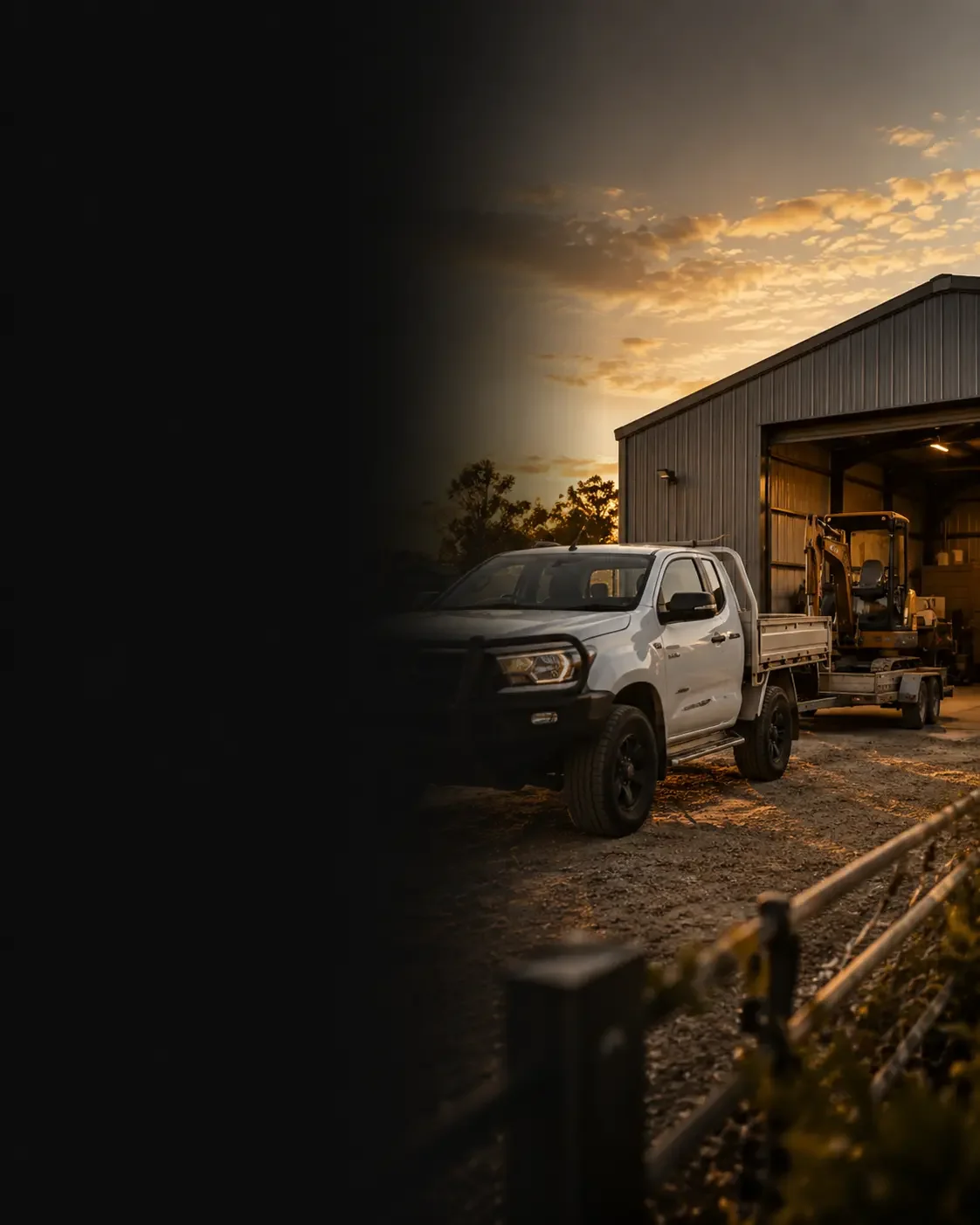 Work ute and equipment at a rural property, representing asset finance, equipment finance and business funding support.
