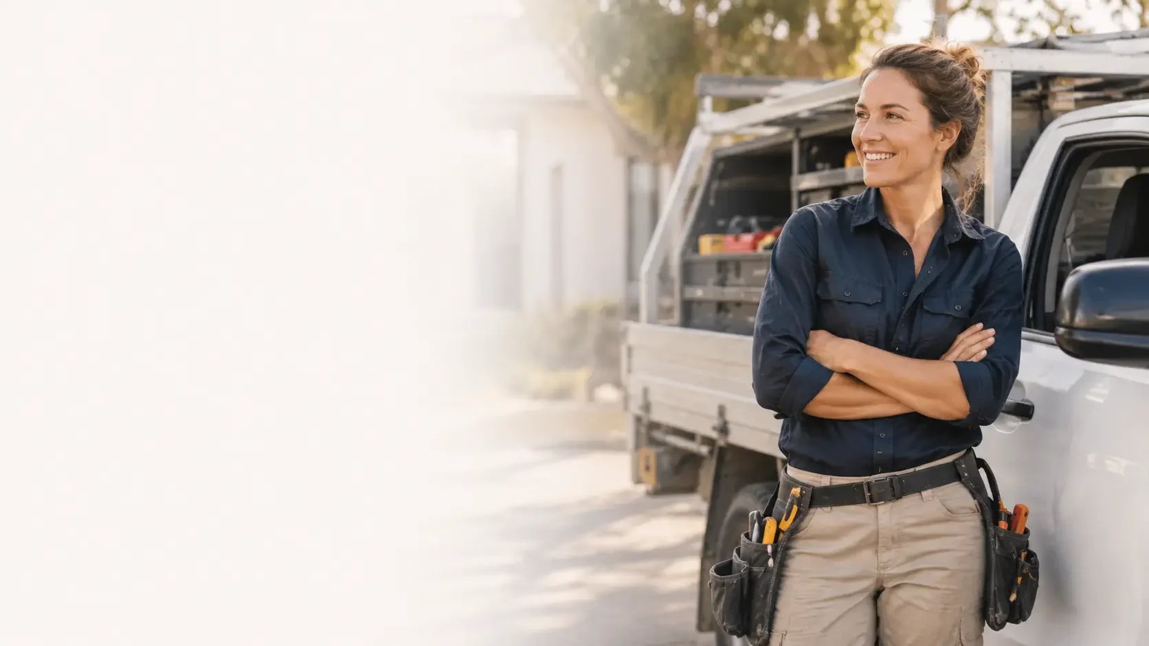 Business owner beside work vehicle representing business asset finance options.