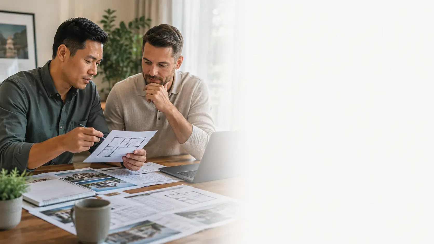 Property investors reviewing loan structure and investment property plans.