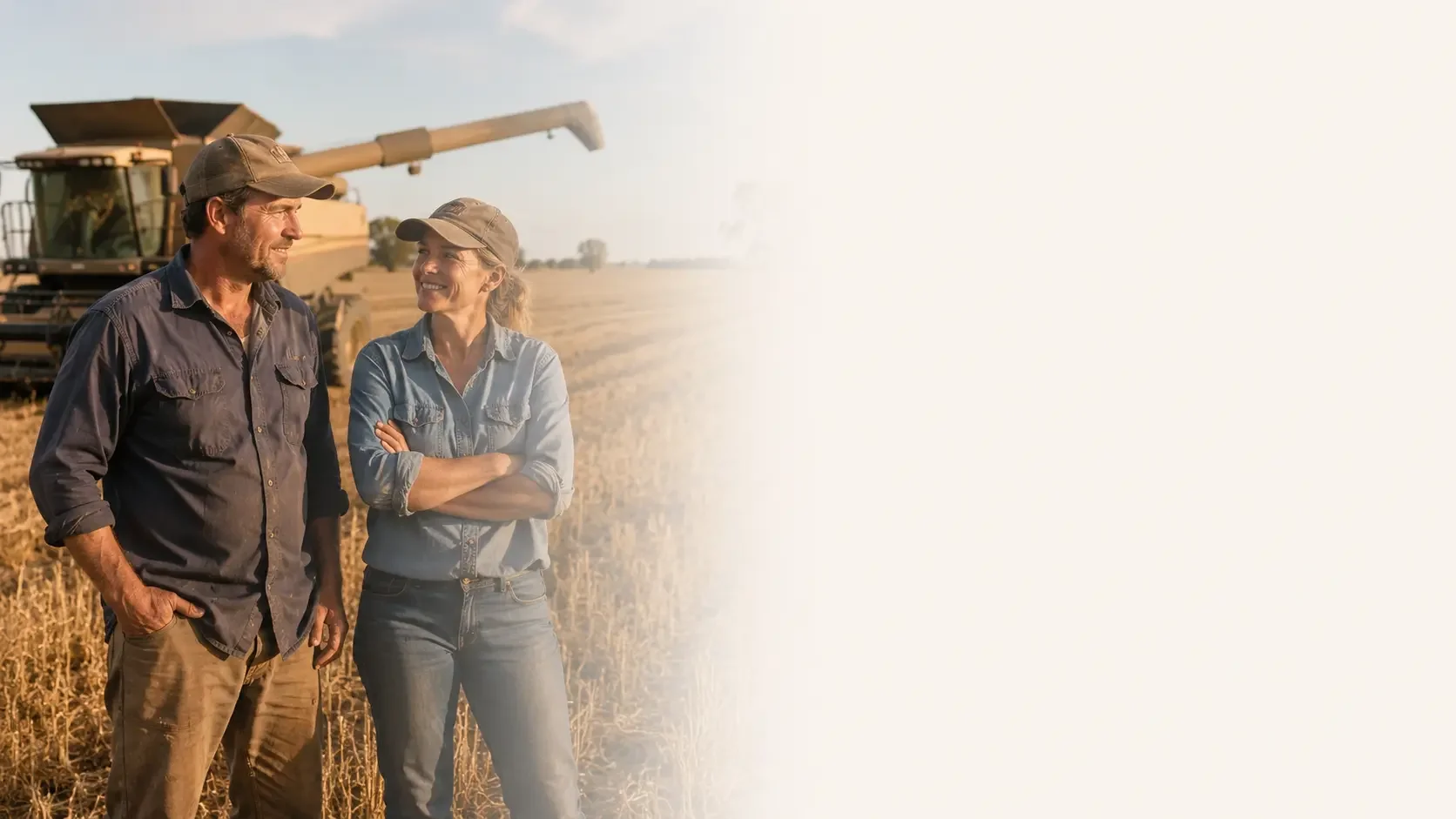 Farmers in a paddock representing agri loan and rural business finance options.