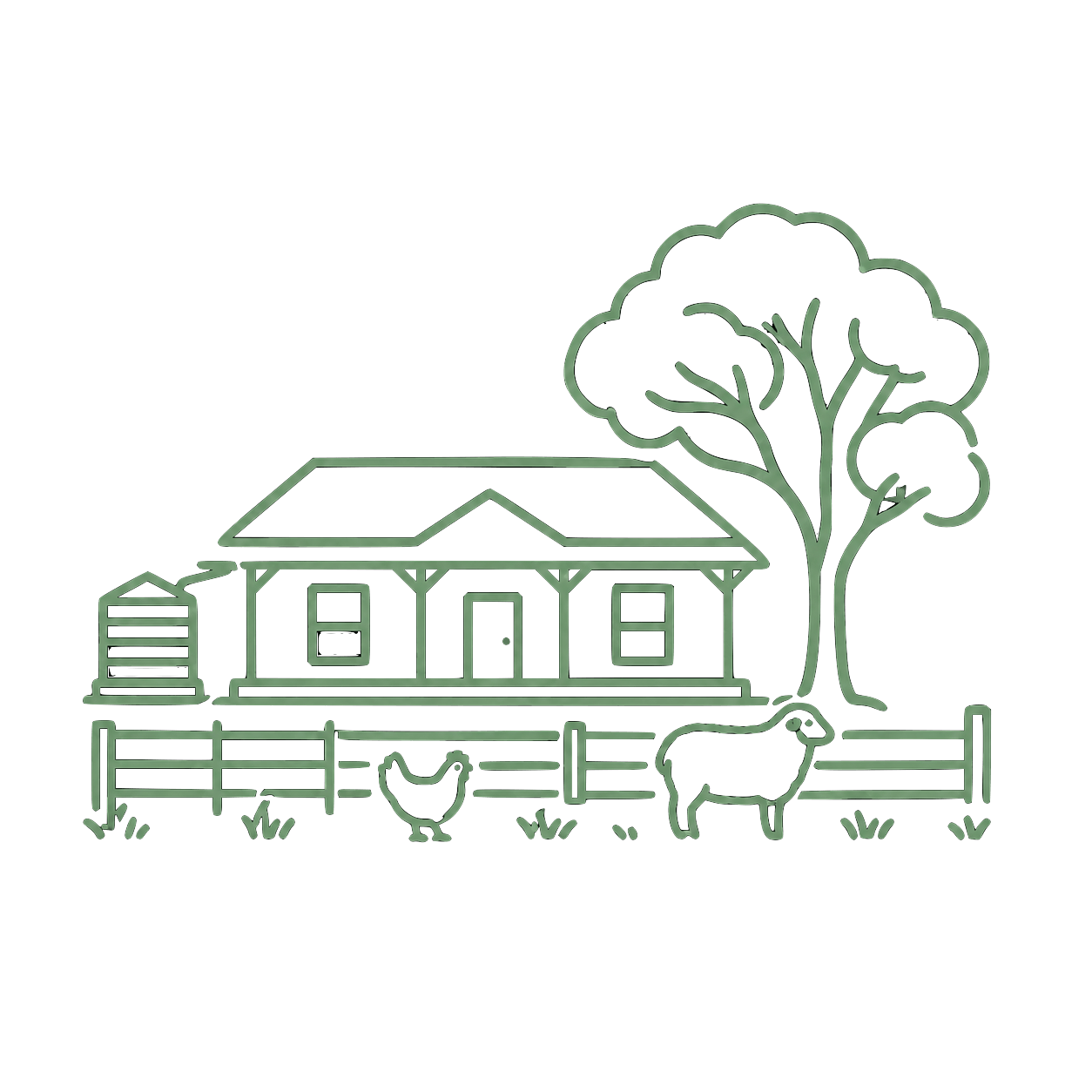 Rural property and hobby farm icon representing acreage, lifestyle property and regional home loan support.