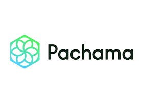 Pachama logo with green and blue geometric design and the company name