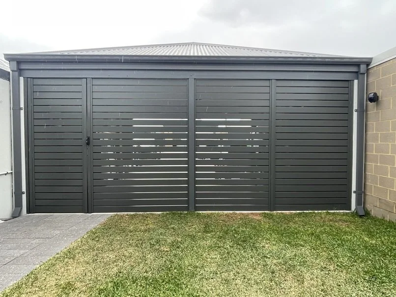 Garage/Carport Enclosure  - 100mm Woodland Grey slats, 10mm gaps in Bushmead