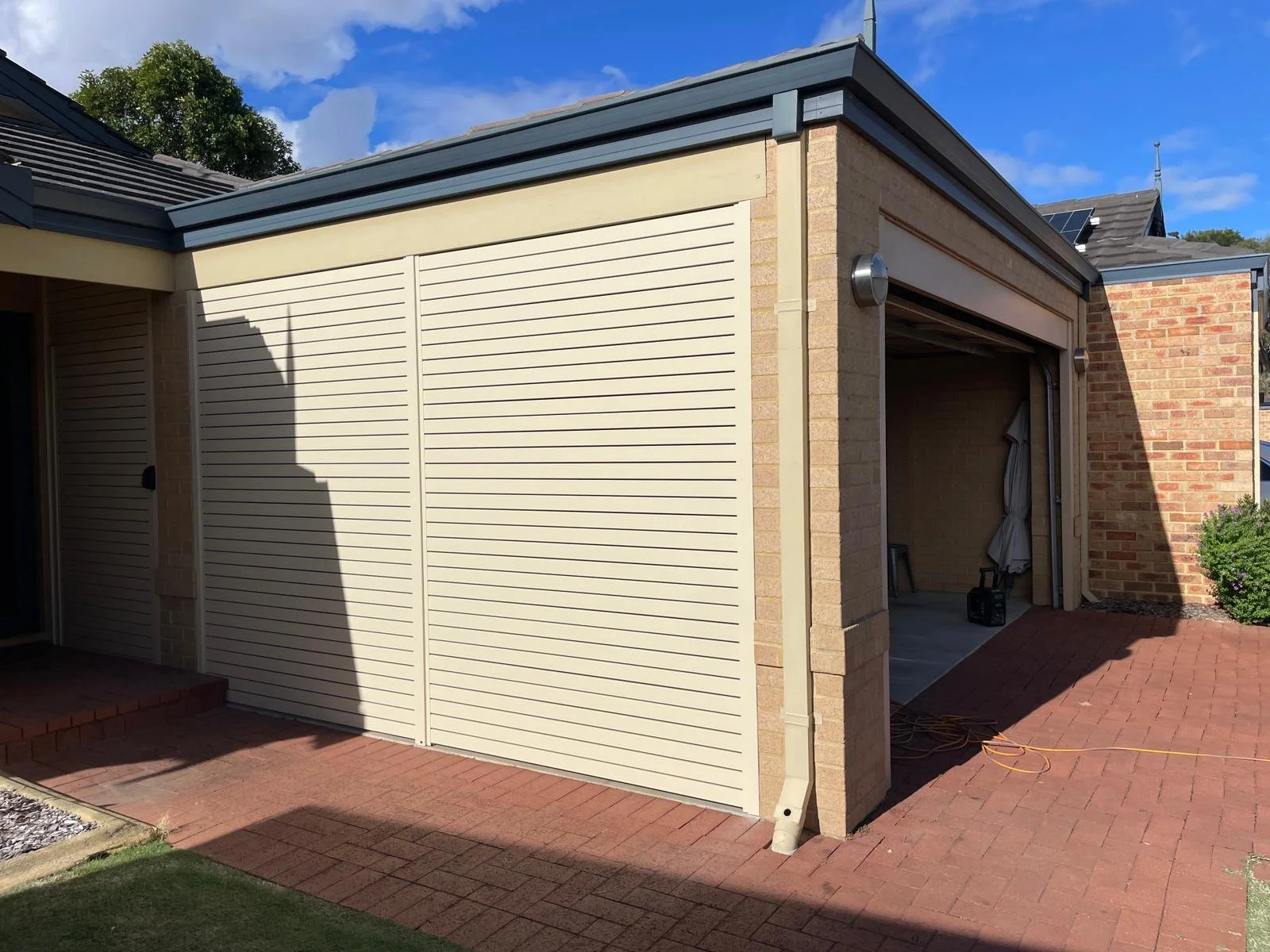Garage/Carport Enclosure  - 65mm Classic Cream slats, 5mm gaps in Lansdale