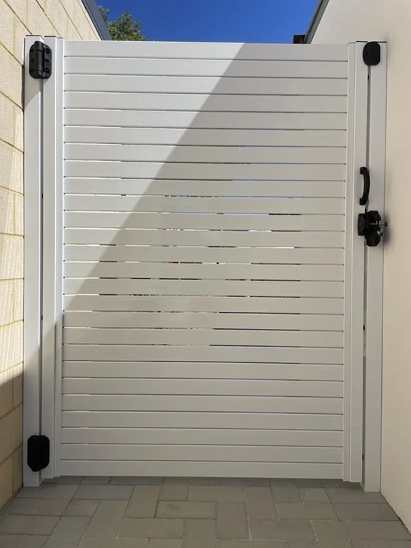 Pearl White Aluminium Slat Side Gate Scarborough.jpg