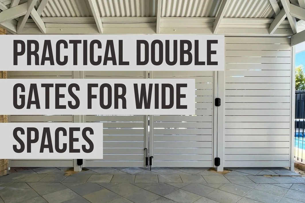 Custom aluminium slat double gates for wide side access solutions, including carport and driveway installations in Perth.